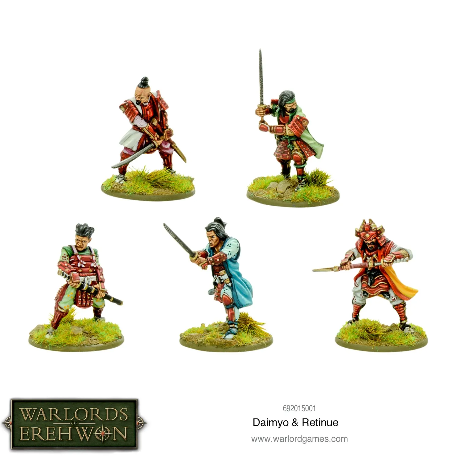 Warlords of Erehwon Daimyo & retinue figurines samouraïs
