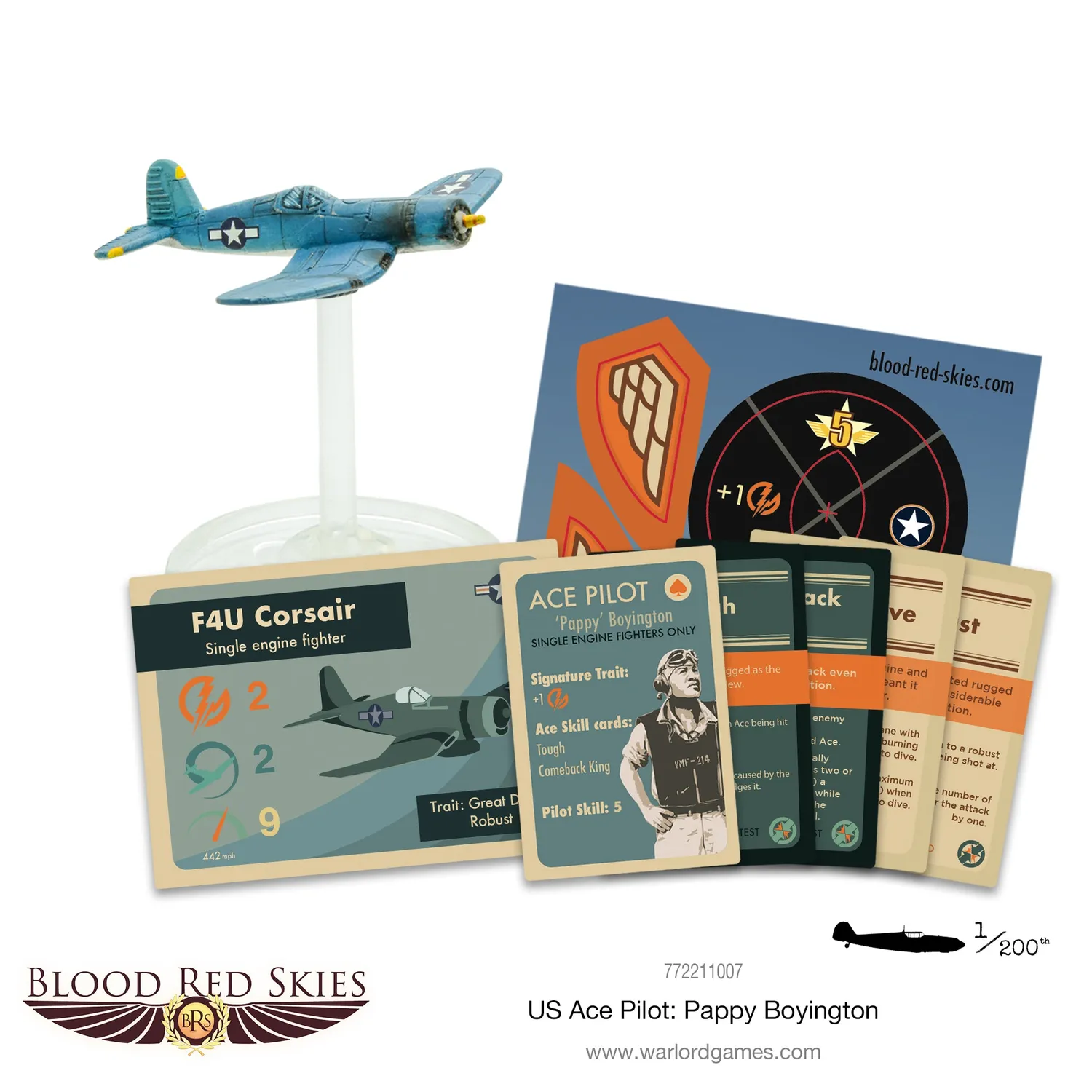 Bolt Action Blood Red Skies Pappy Boyington figurine avion F4U Corsair résine