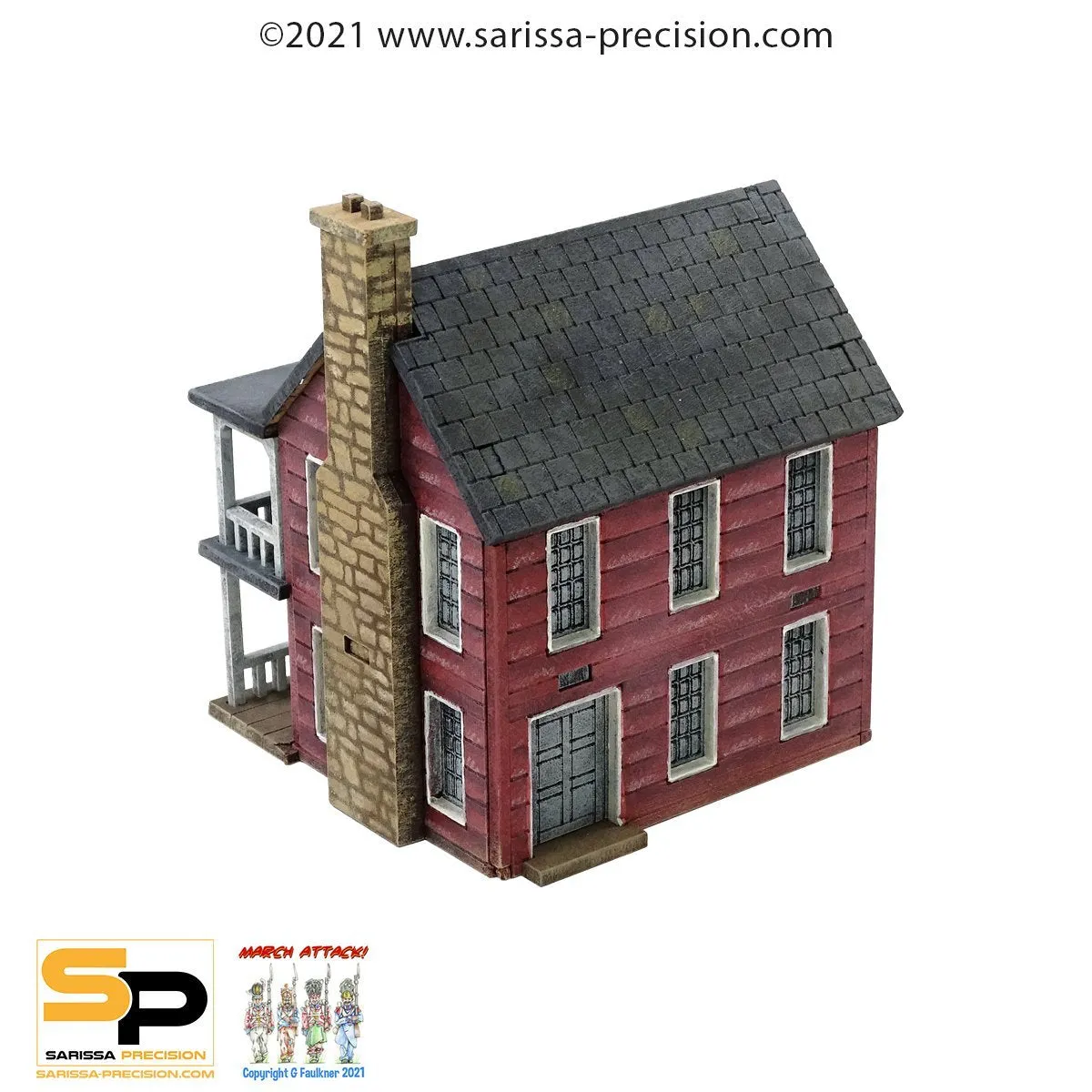 Bolt Action North American Planked House with Porch & Balcony maison MDF 15 mm