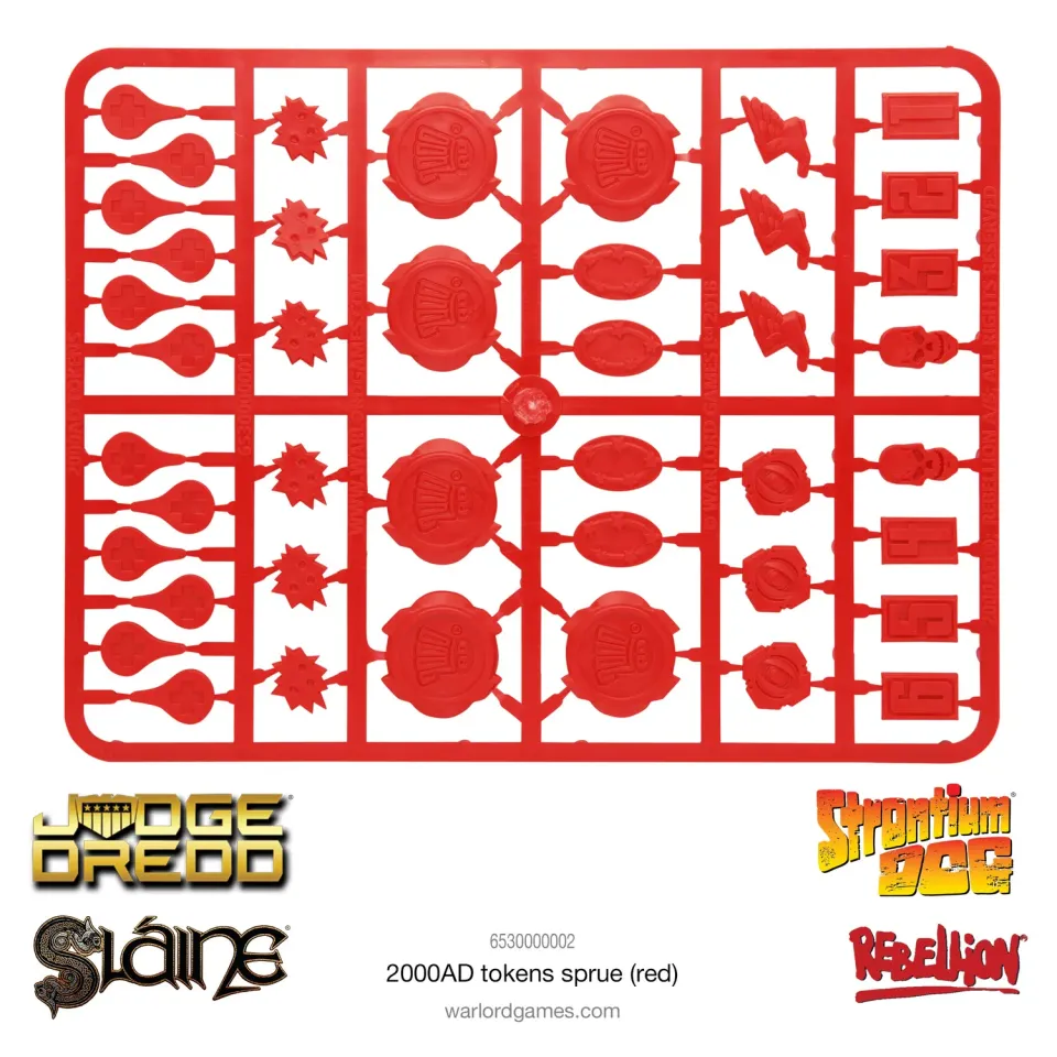 Bolt Action 2000AD Plastic 2000AD tokens sprue jetons rouges