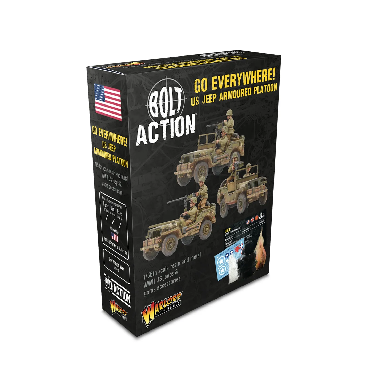Bolt Action Go Everywhere US Jeep coffret 3 véhicules résine