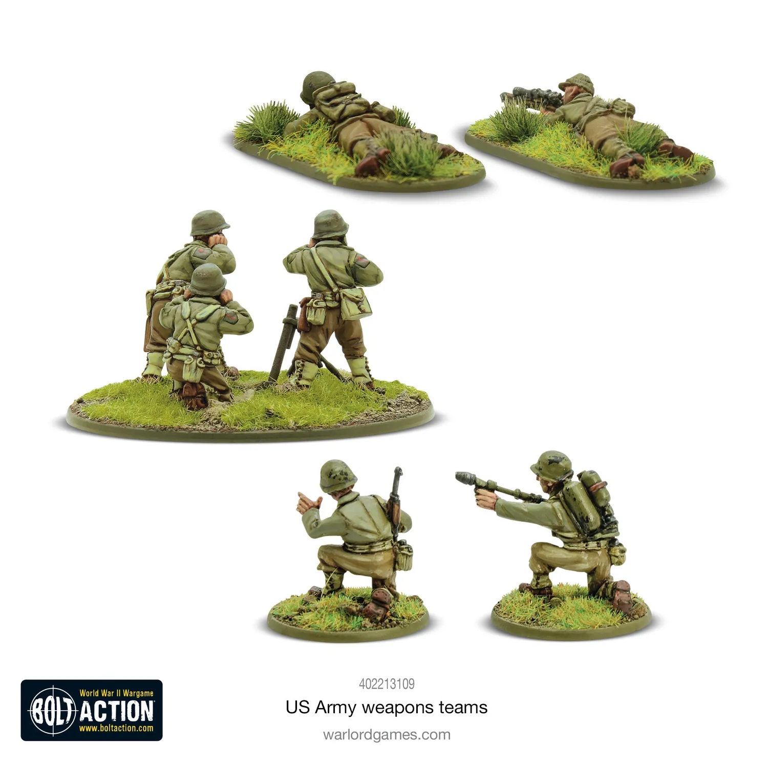 Bolt Action US Army weapons teams équipes de soutien en résine