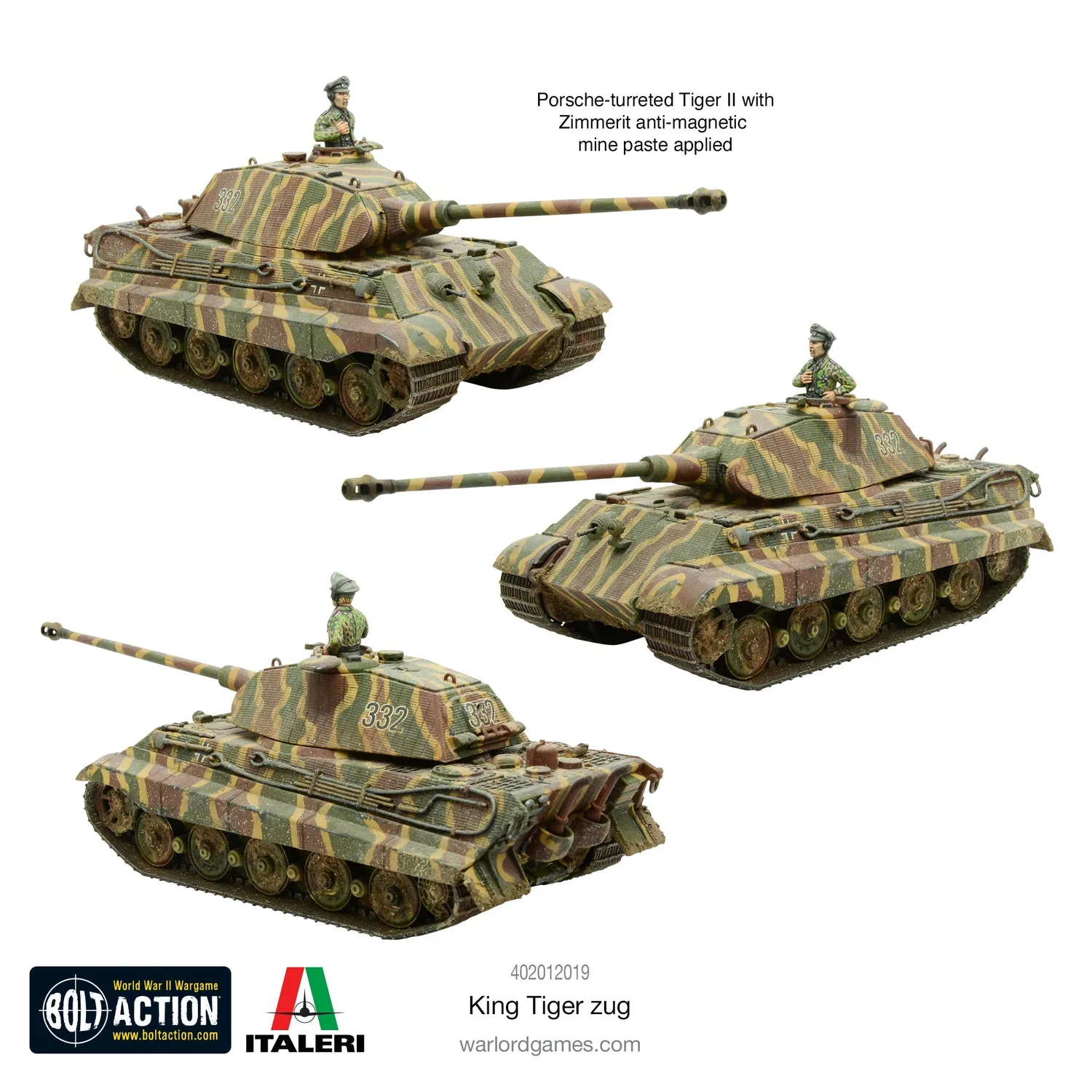 Warlord Games Bolt Action King Tiger Zug chars x3 plastique