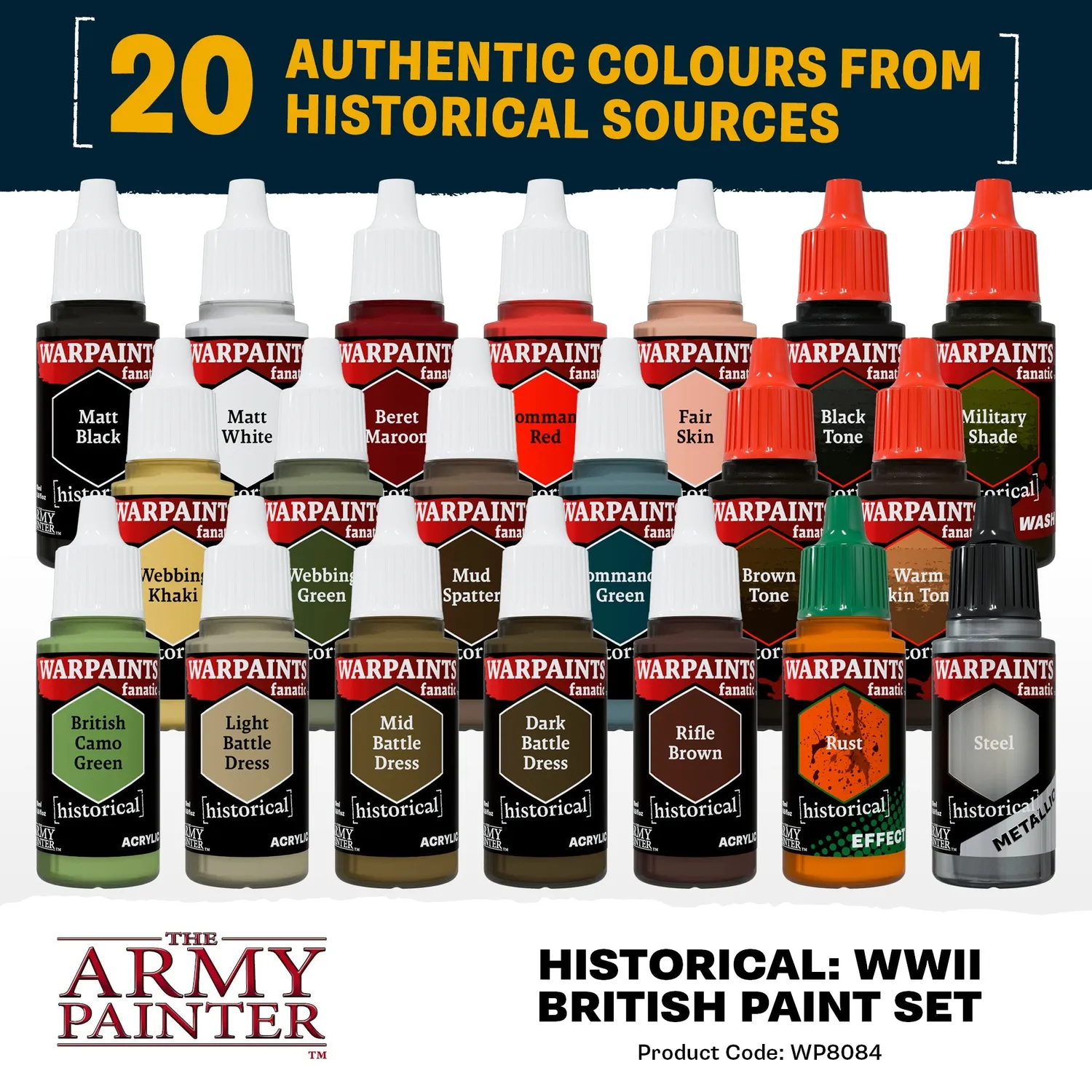 Bolt Action Warpaints Fanatic World War II British set peinture 20 pots