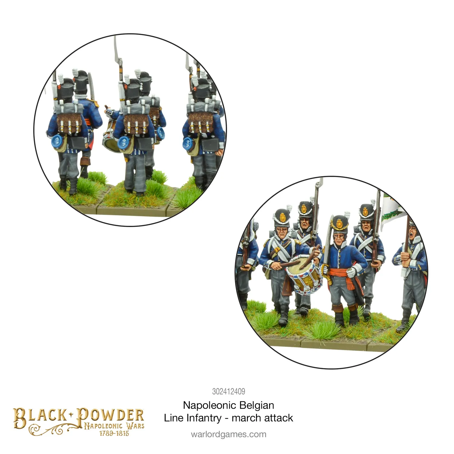 Bolt Action Black Powder Napoleonic Belgian Line Infantry (march attack) infanterie 24 figurines Waterloo