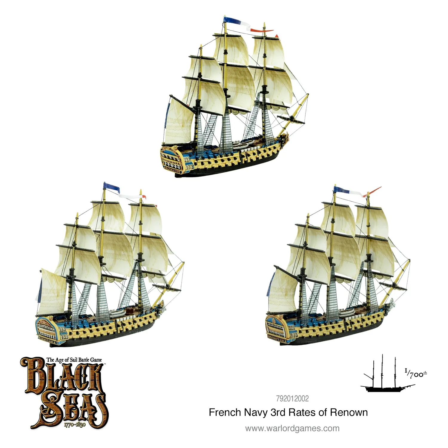 Bolt Action Black Seas French Navy 3rd Rates of Renown navires plastique métal boîte