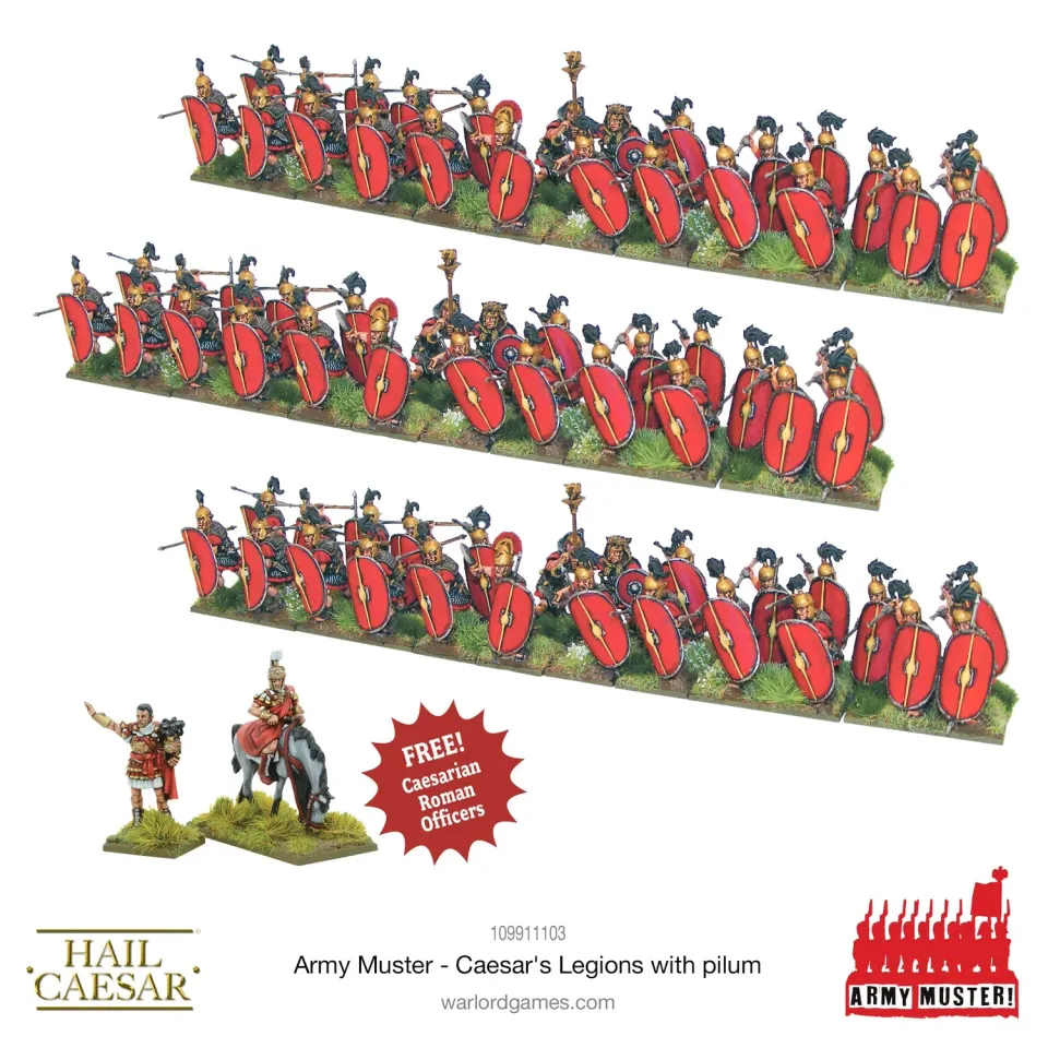 Bolt Action Hail Caesar Army Muster: Caesar's Legions With Pilum figurines 72 pièces plastique