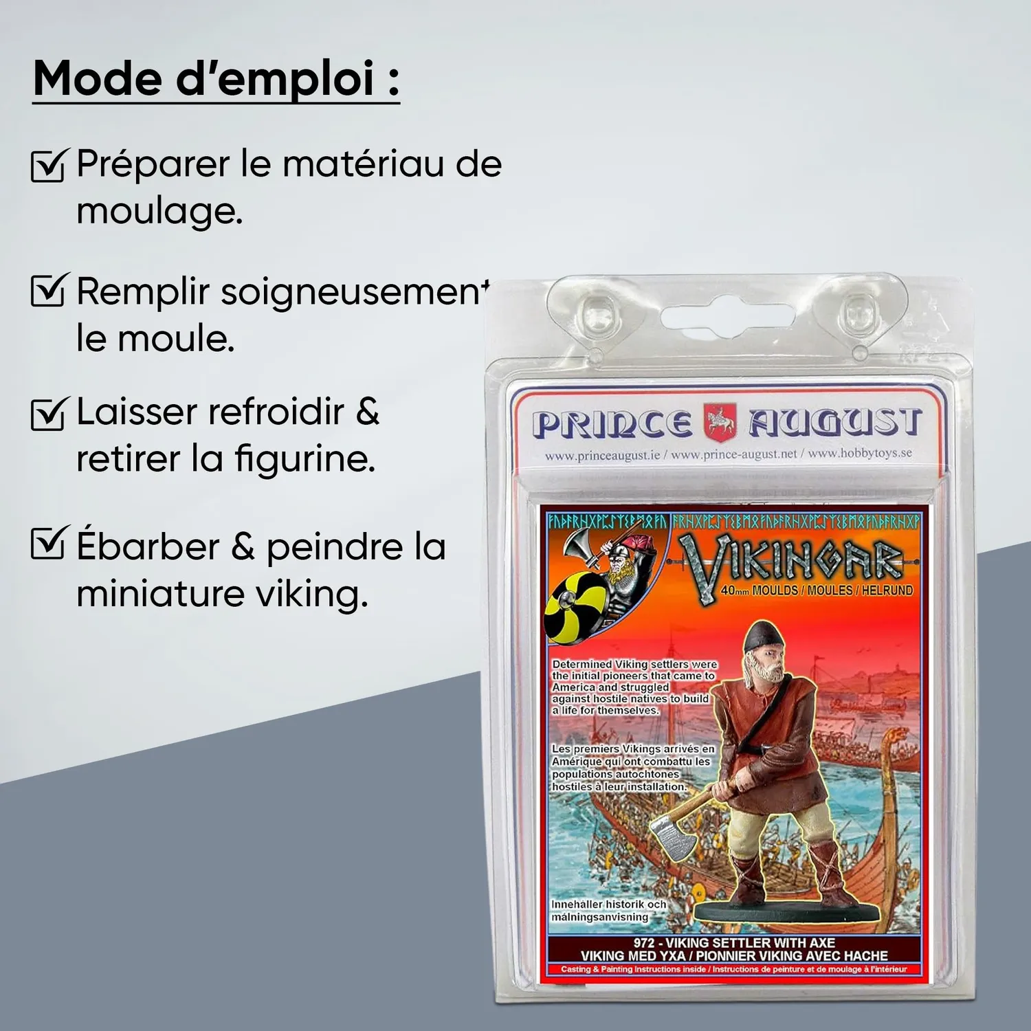 Prince August Hobby Colon viking avec hache PA972 moule de moulage métal 40 mm