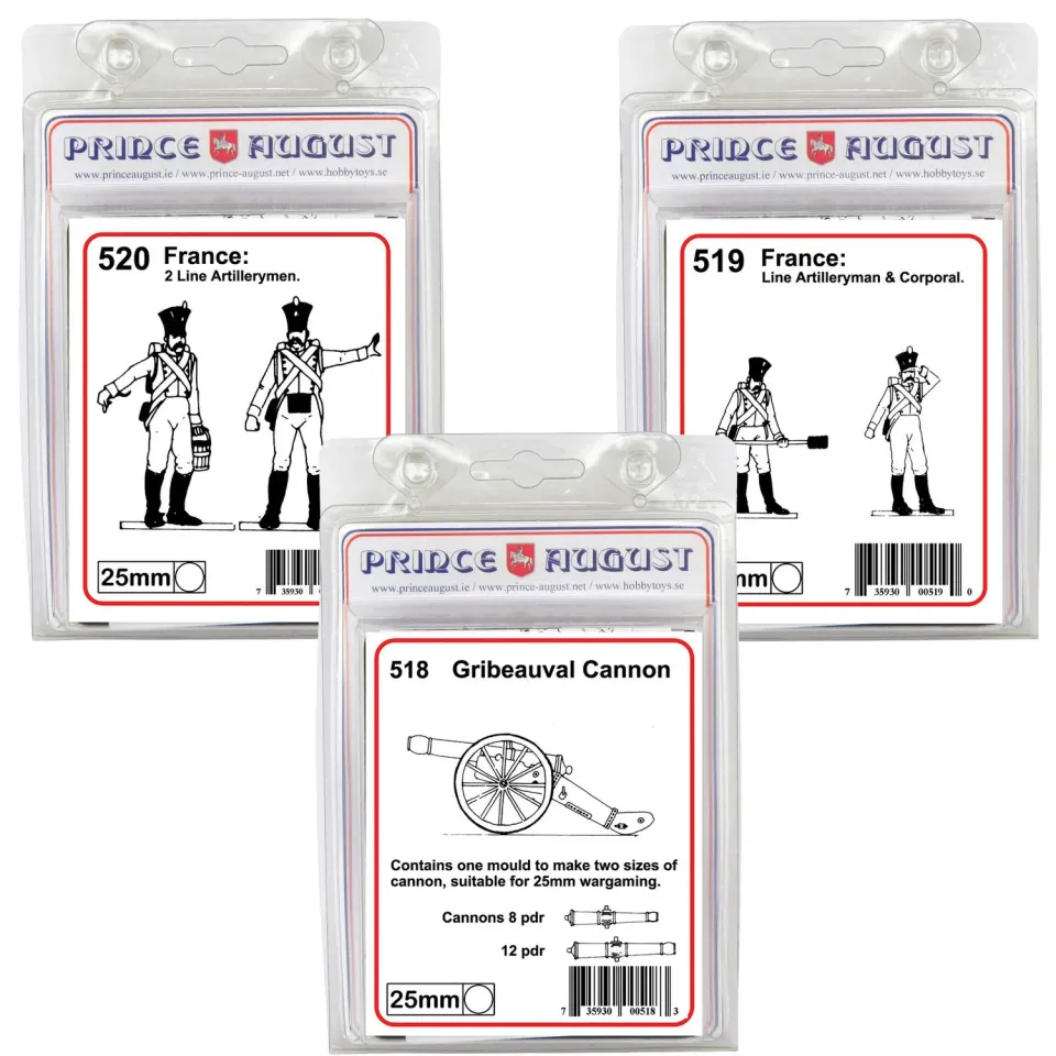 Prince August Hobby artillerie française moules lot de 3 25 mm