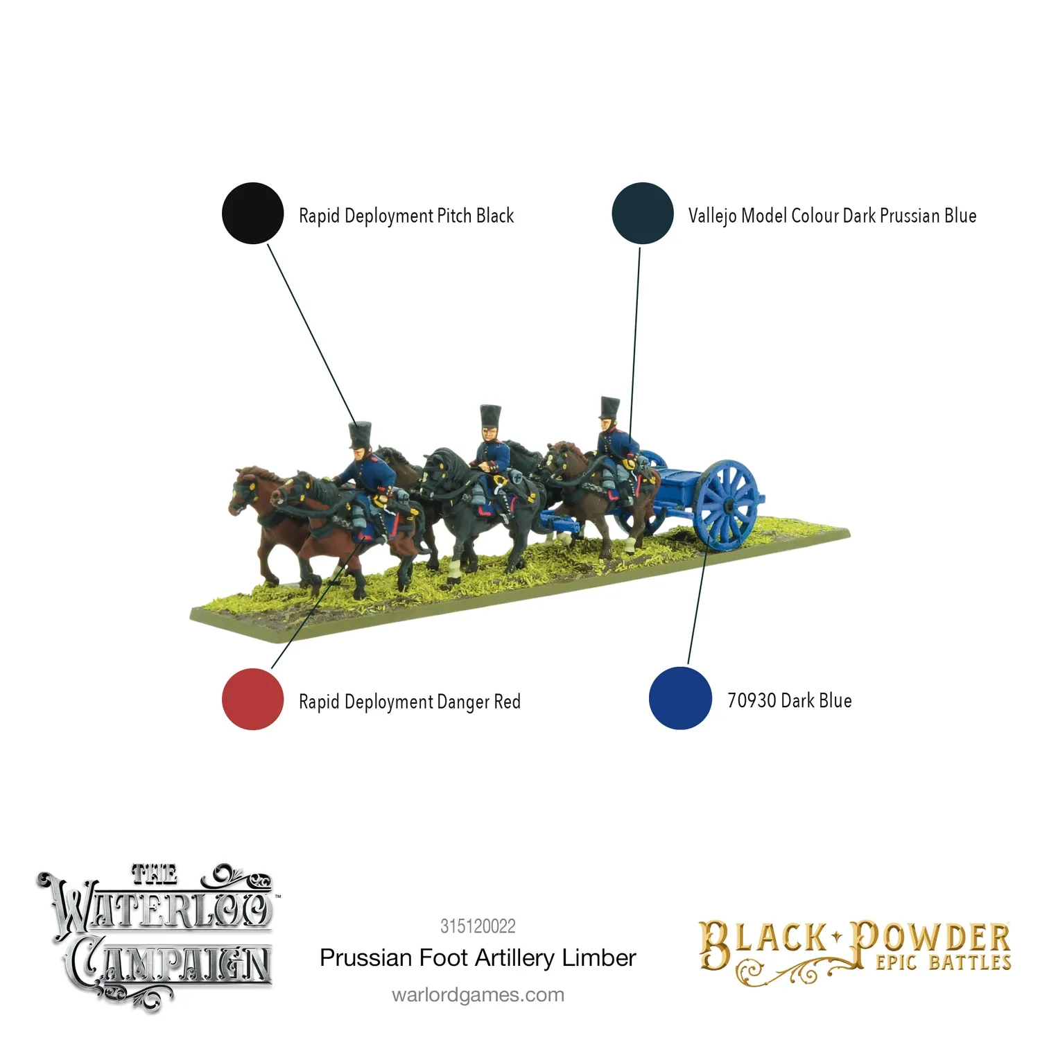 Bolt Action Black Powder Epic Battles Napoleonic Prussian Foot Artillery Limber attelage résine Default