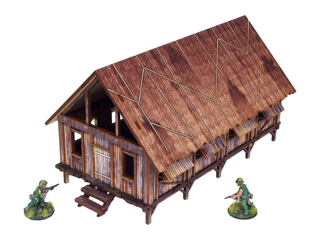 Bolt Action Pre-Painted WW2 Pacific Barracks (1) décor prépeint HDF