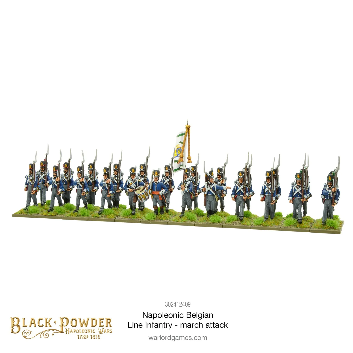 Bolt Action Black Powder Napoleonic Belgian Line Infantry (march attack) infanterie 24 figurines Waterloo