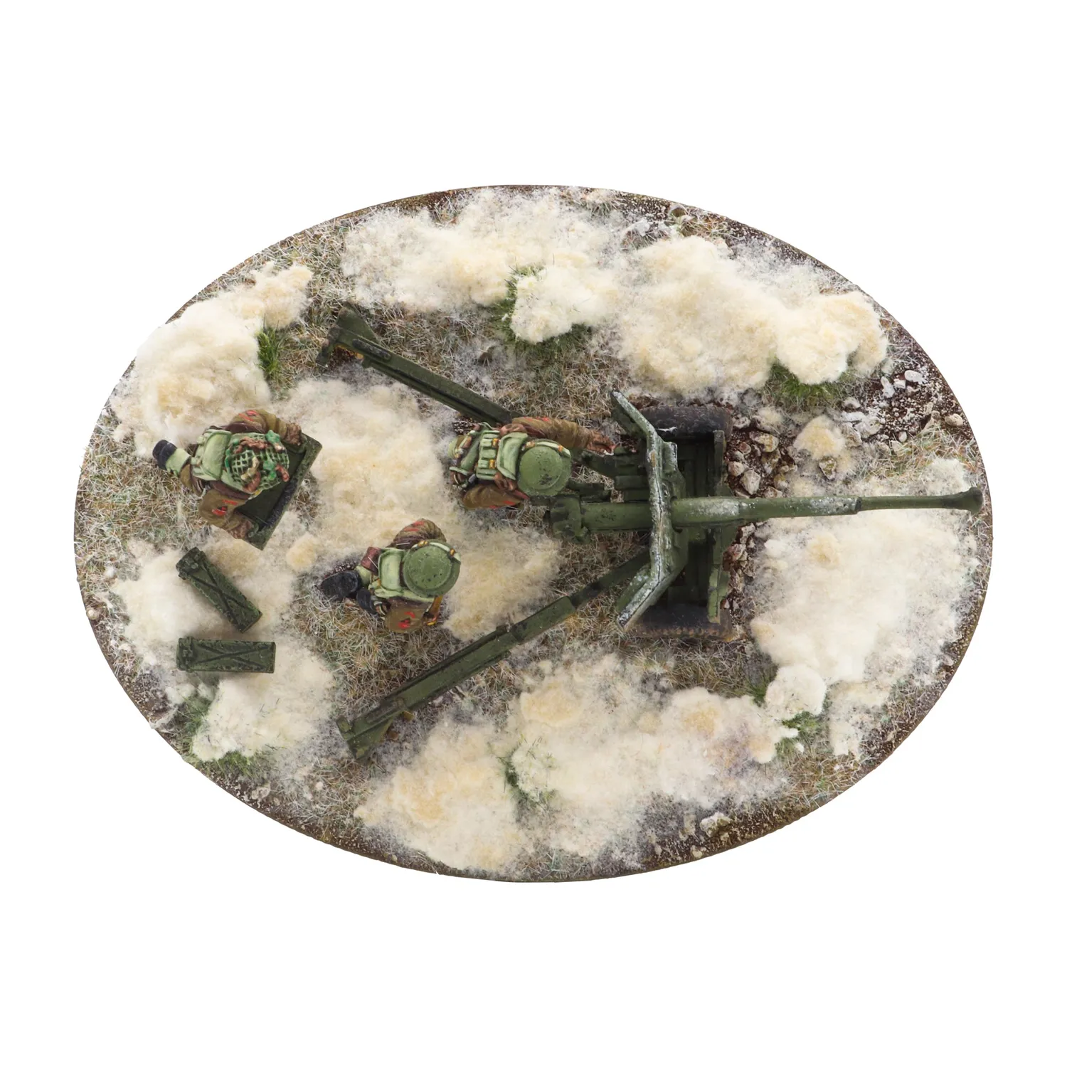 Bolt Action 6 pdr anti-tank gun with British infantry winter crew canon antichar