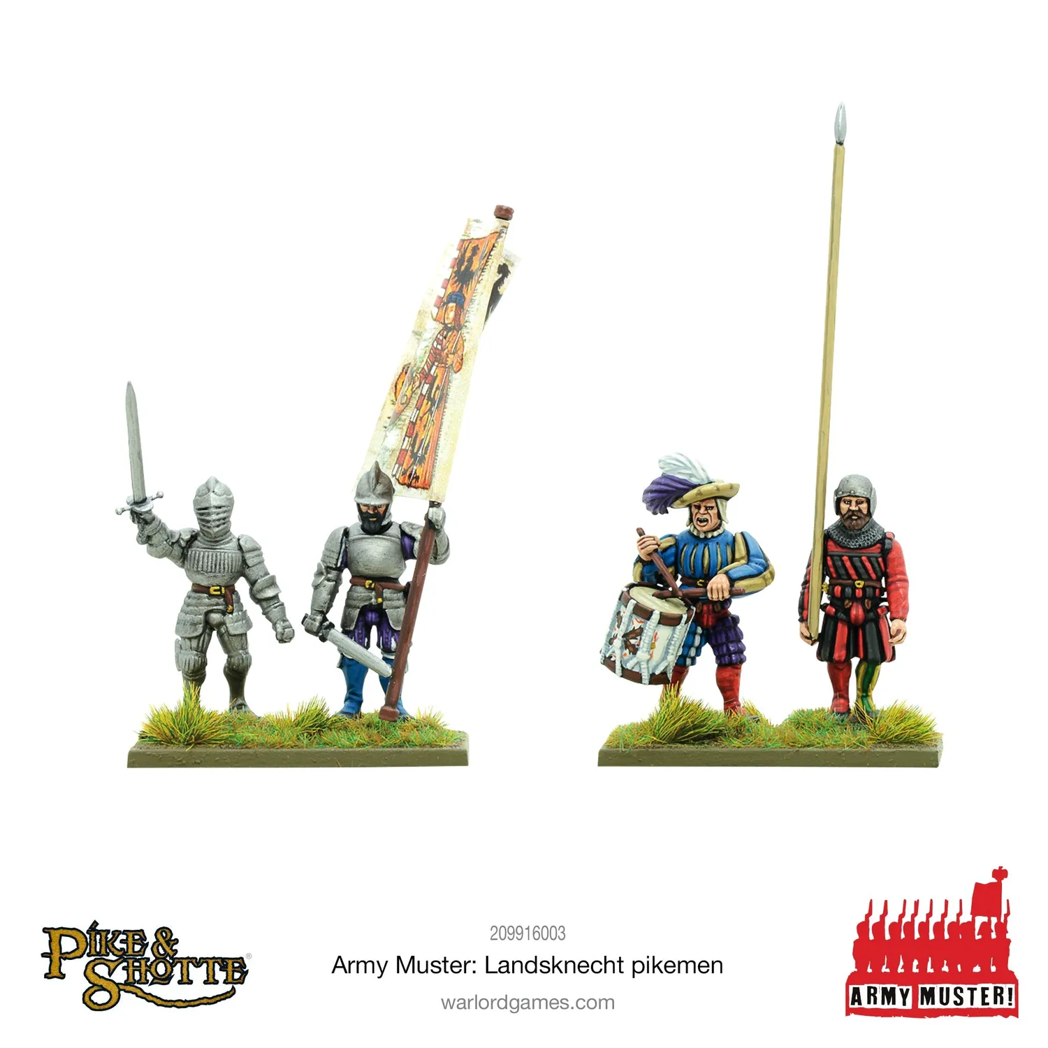 Warlord Games Army Muster Landsknecht Pikemen figurines lot 90