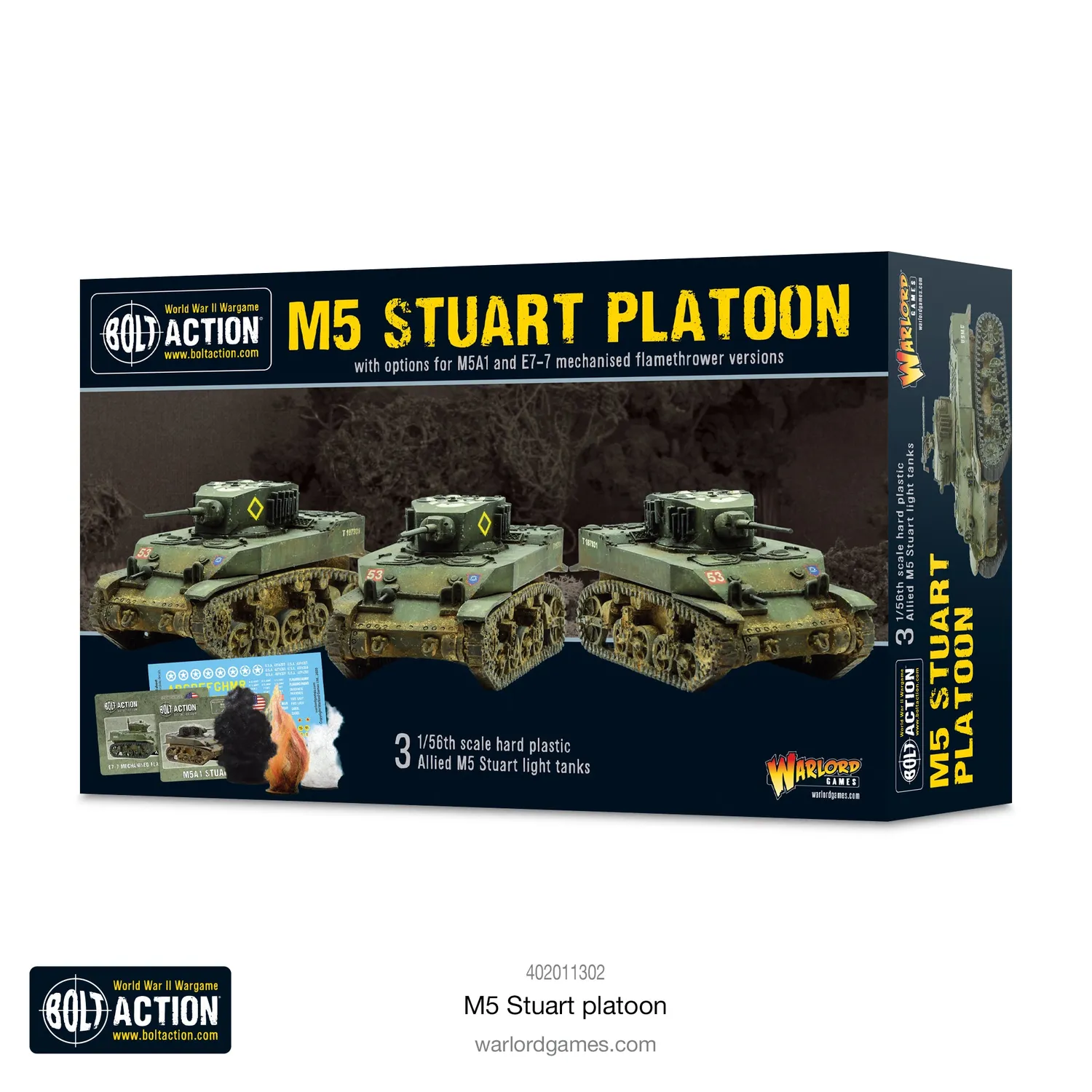 Bolt Action M5 Stuart Platoon chars plastiques 1/56