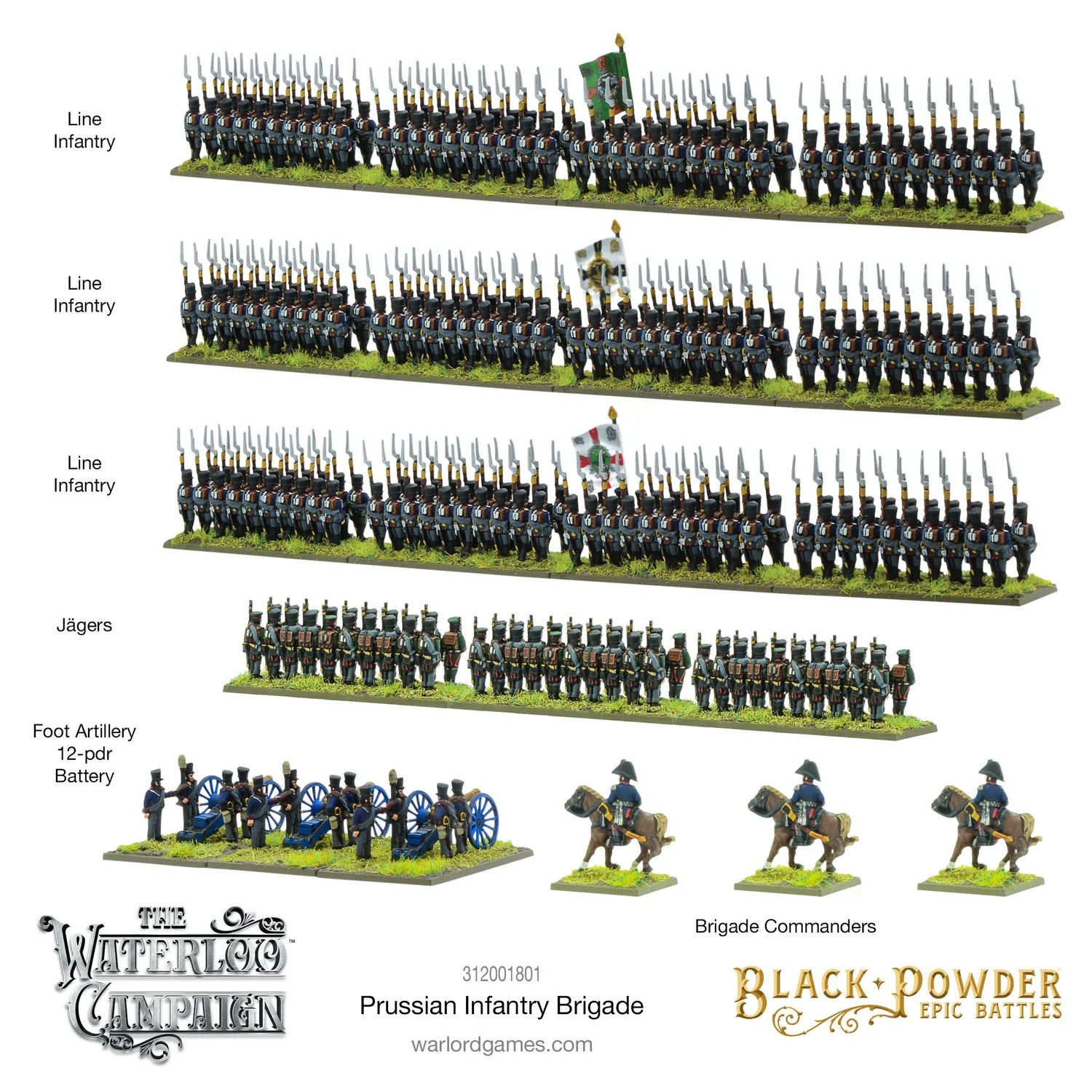 Bolt Action Black Powder Epic Battles Waterloo Prussian Infantry Brigade plastique