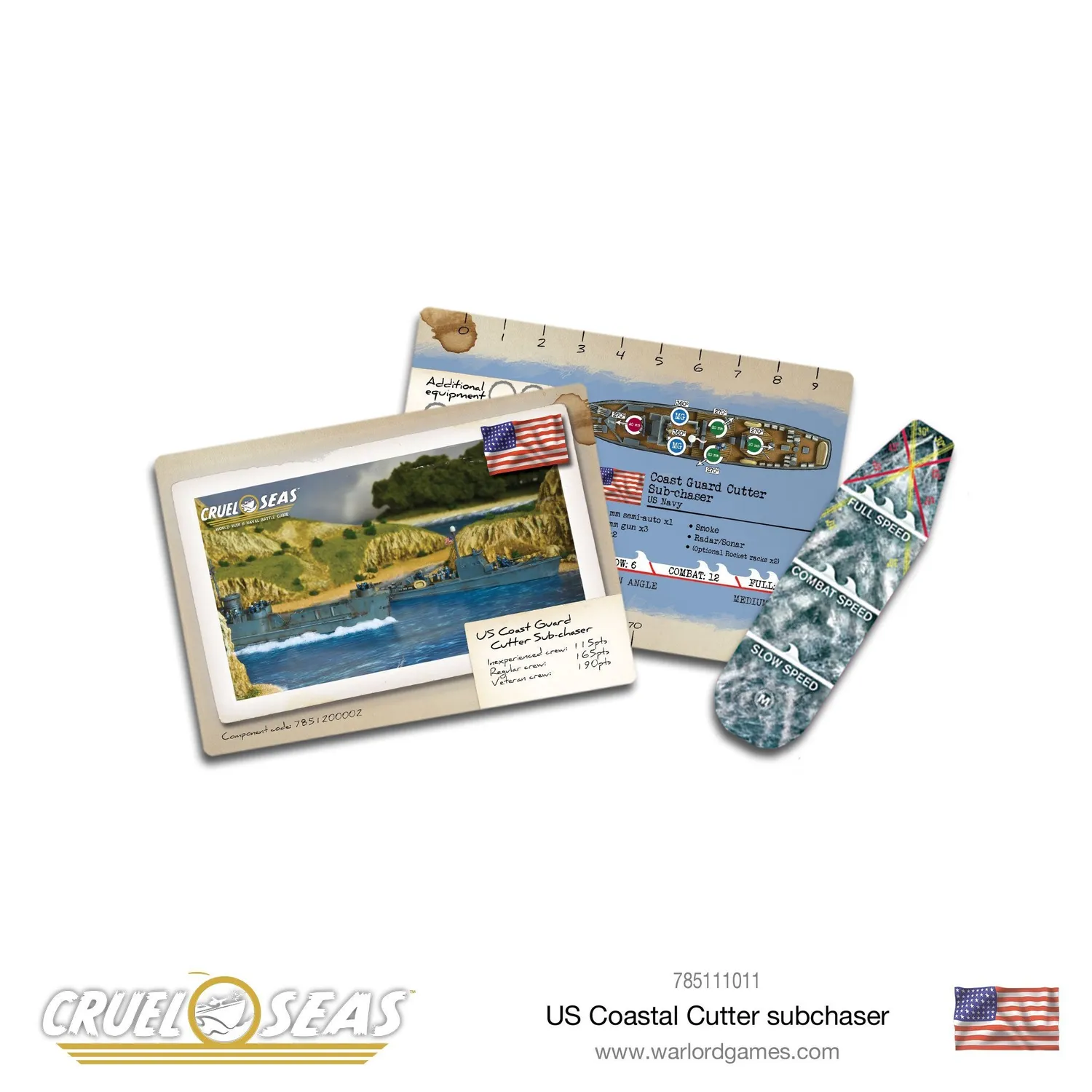 Bolt Action Cruel Seas US Coastal Cutter navire chasseur x2 résine