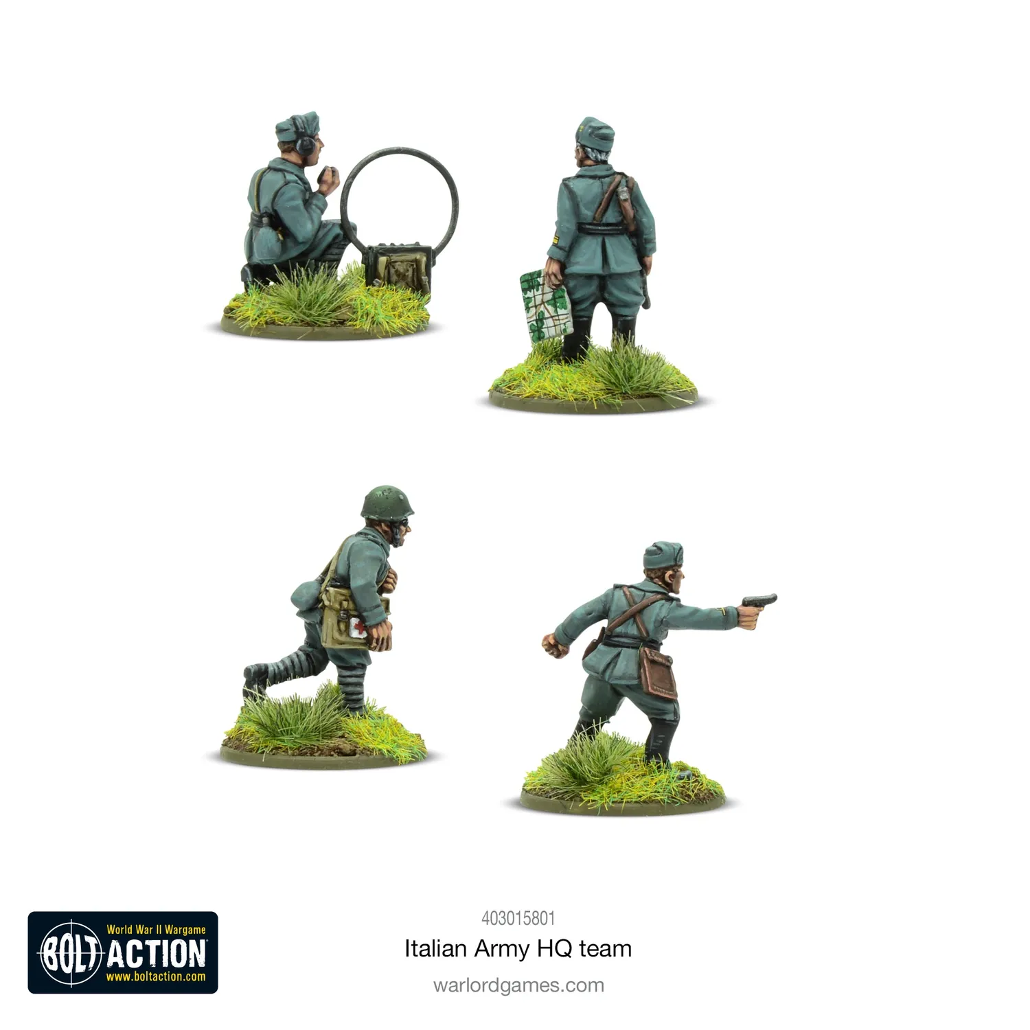 Bolt Action Italian Army HQ coffret QG 4 figurines métal