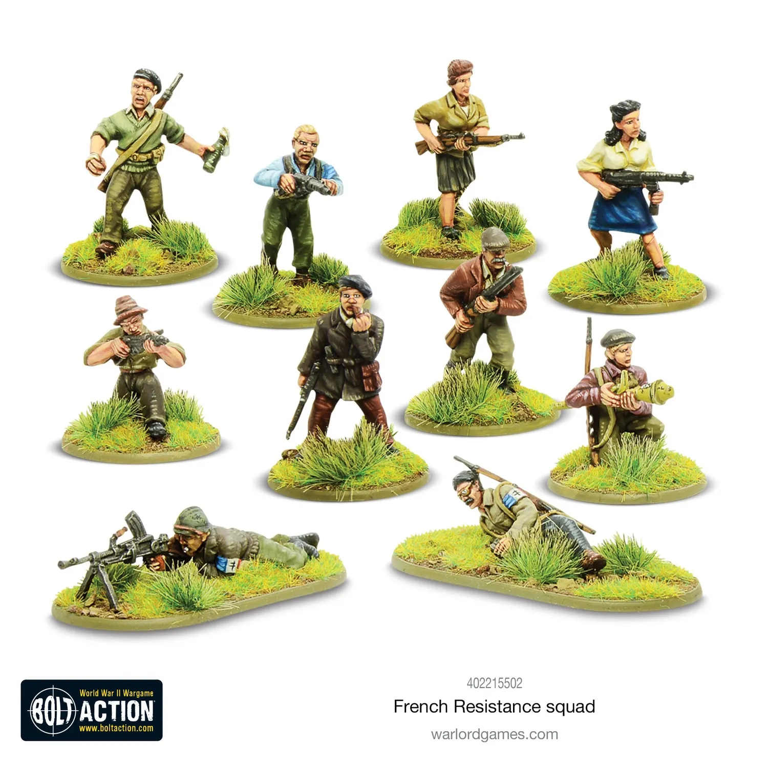 Bolt Action French Resistance Squad figurines résistance 10 pièces