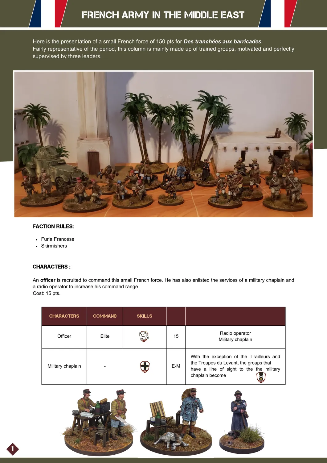 Des Tranchées aux Barricades France au Levant liste d'armée jeu