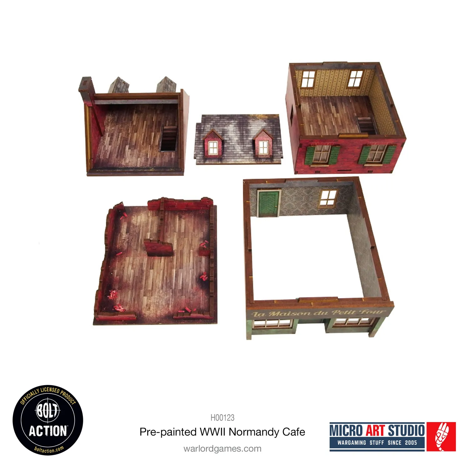 Bolt Action Pre-painted WW2 Normandy Cafe bâtiment prépeint 28-30 mm