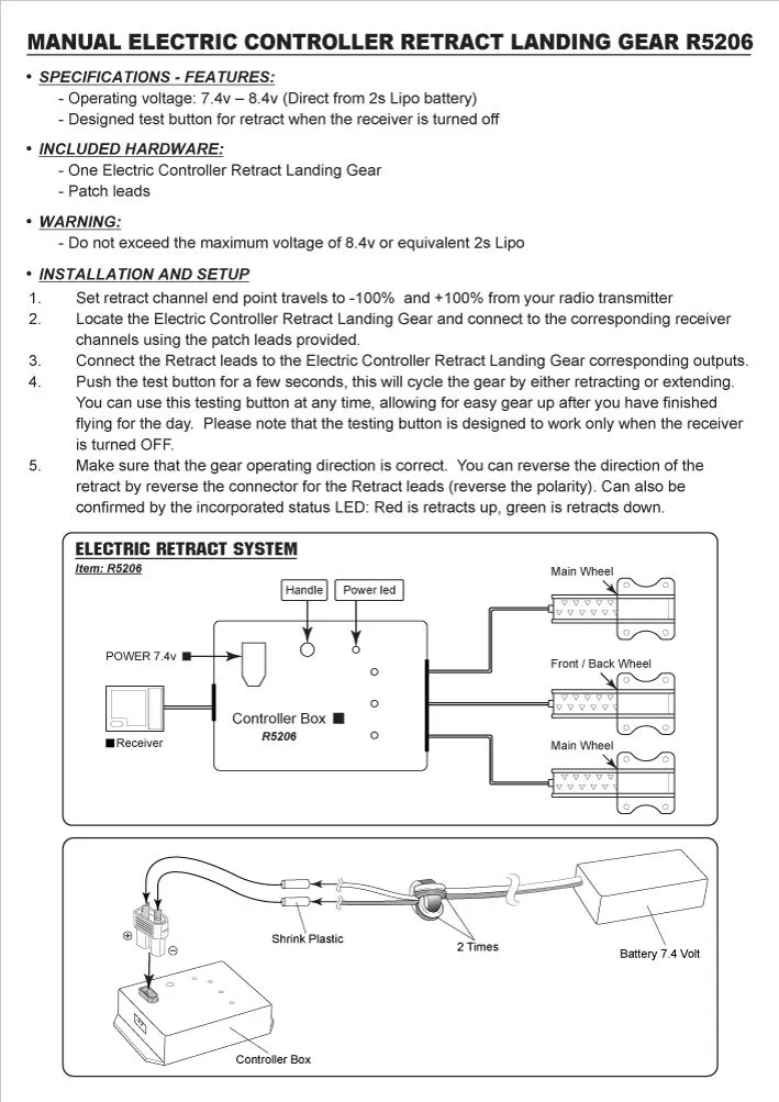 Black Horse Model Electric Retract Controller Box R5206 boîtier de commande