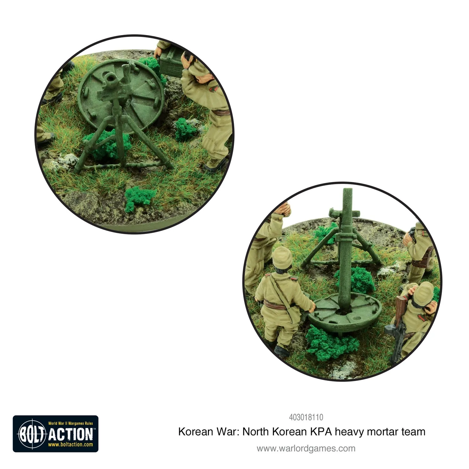 Bolt Action Korean War North Korean KPA heavy mortar team mortier métal