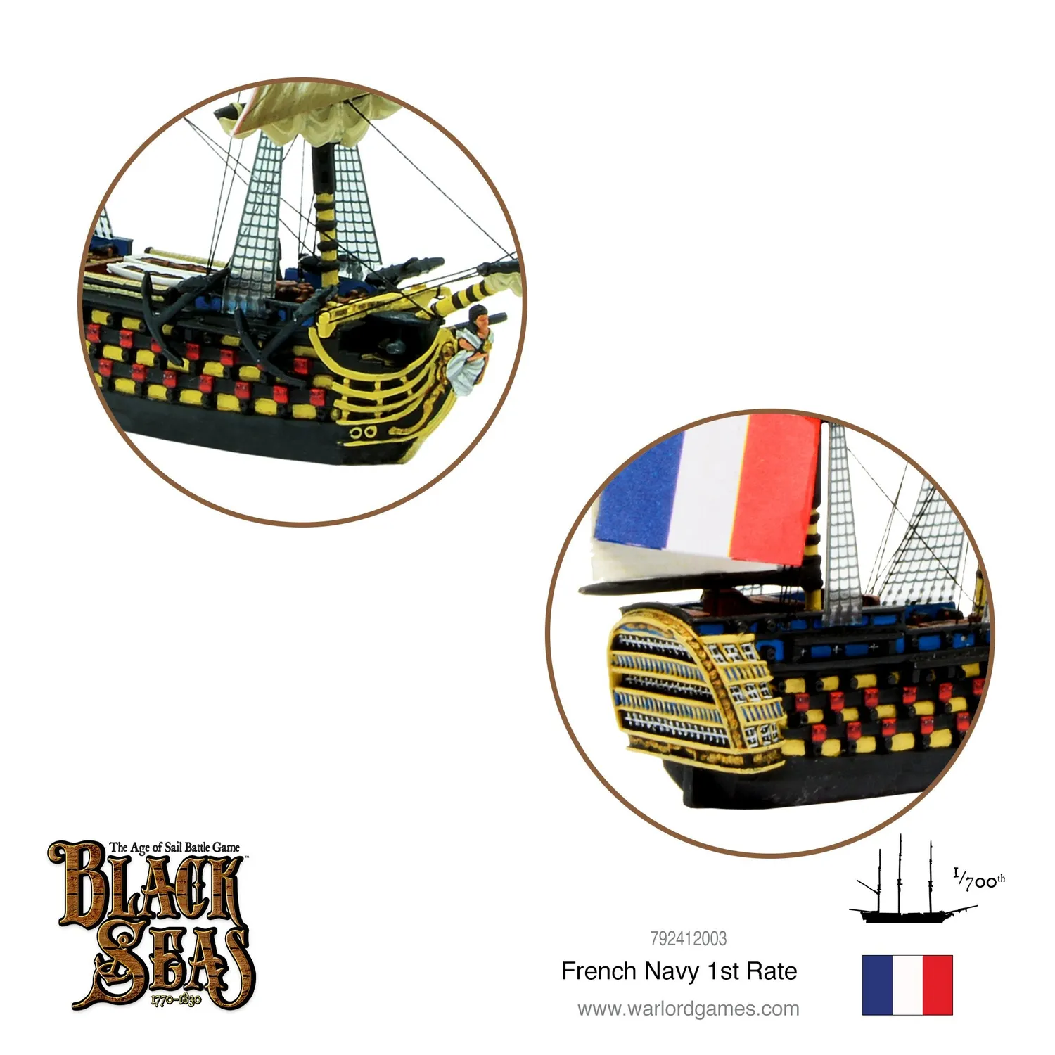 Black Seas French Navy 1st Rate vaisseau résine
