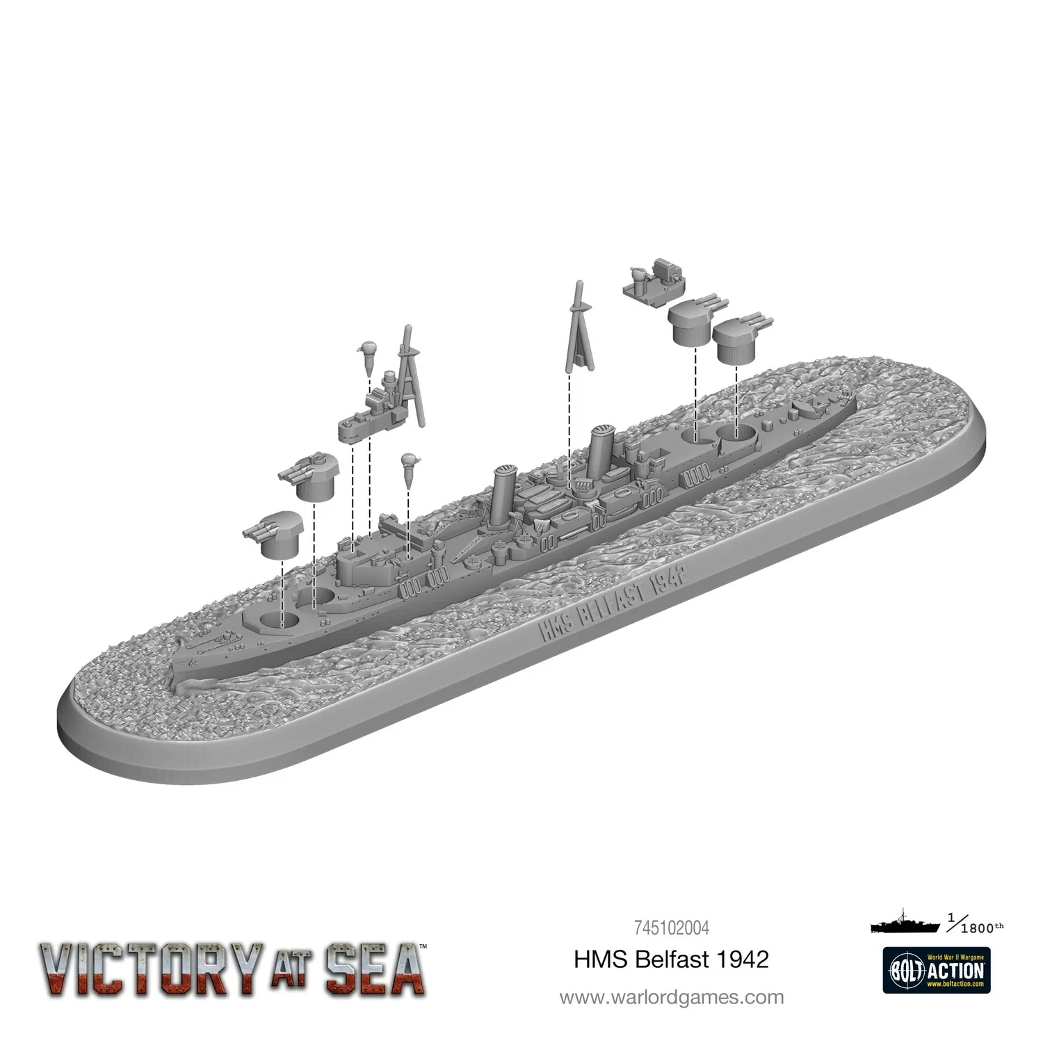Bolt Action Victory at Sea HMS Belfast maquette navale