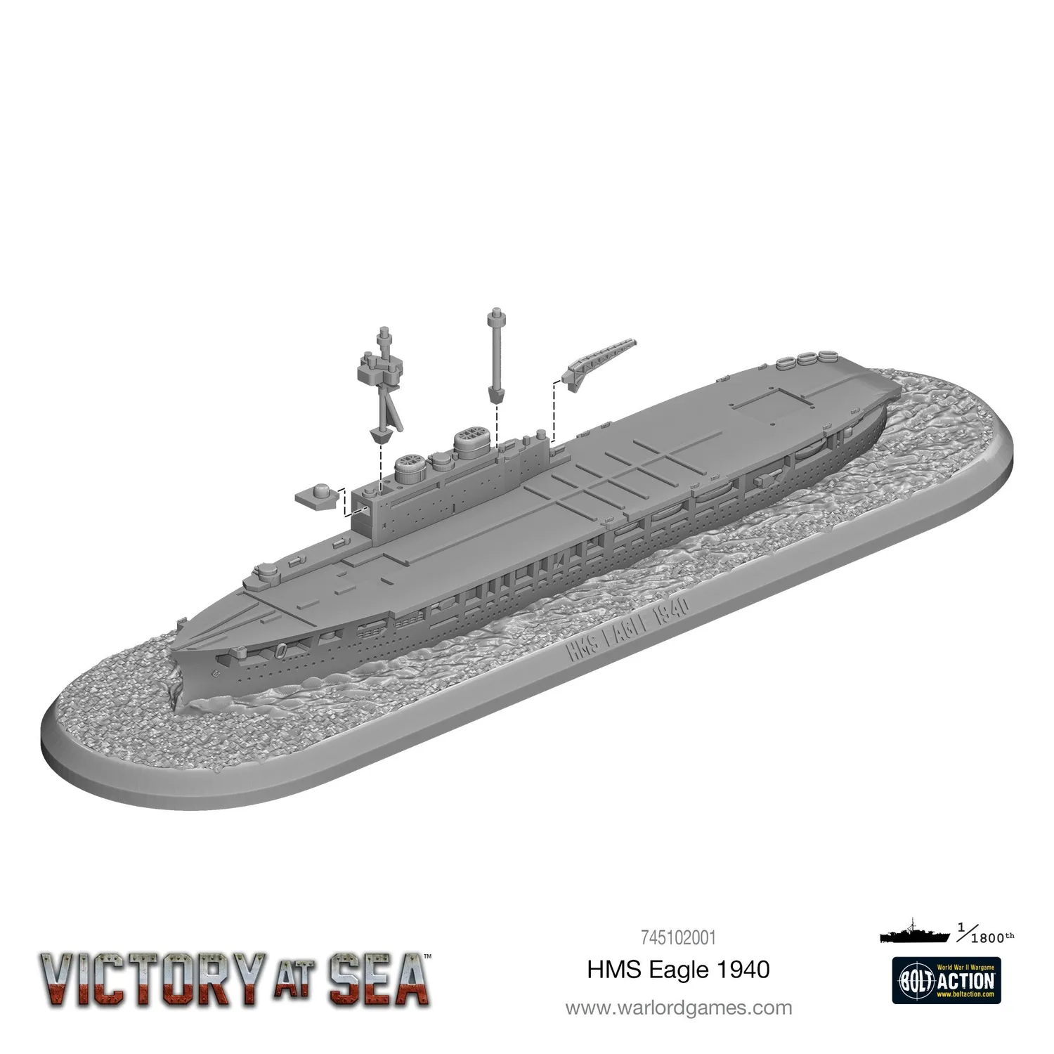 Bolt Action Victory at Sea HMS Eagle porte-avions résine