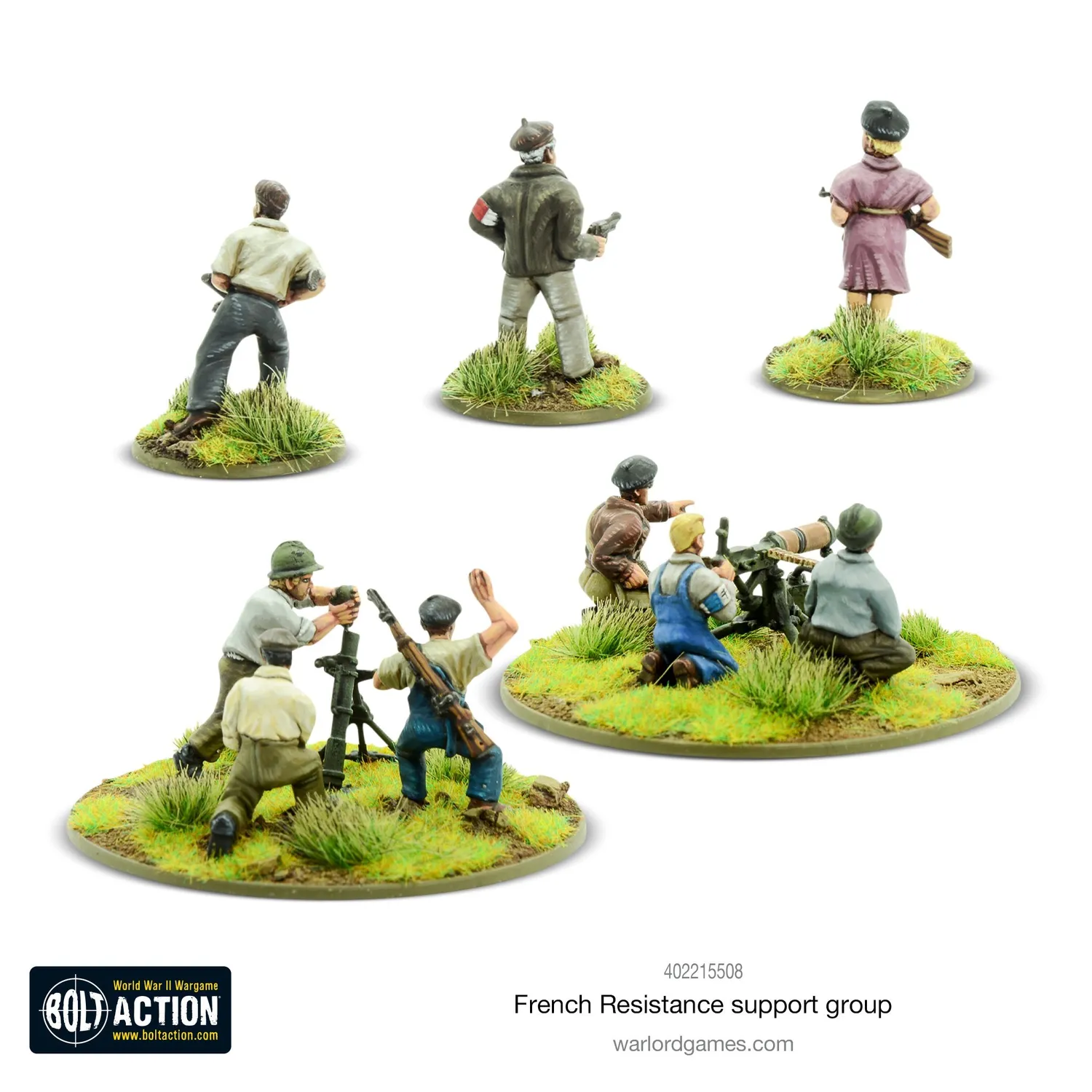 Bolt Action French Resistance Support Group figurines 28mm