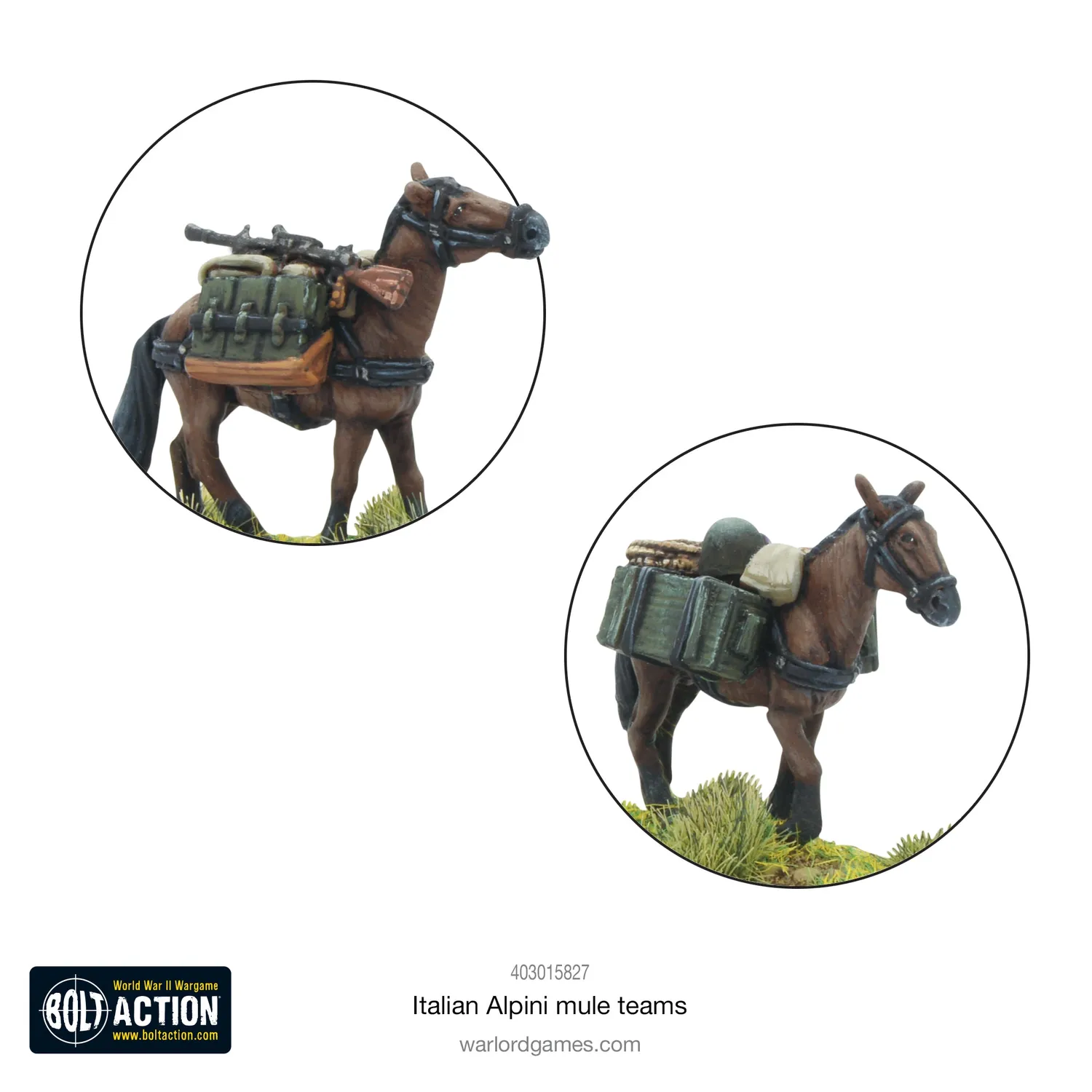 Bolt Action Italian Alpini Mule Teams figurines métal