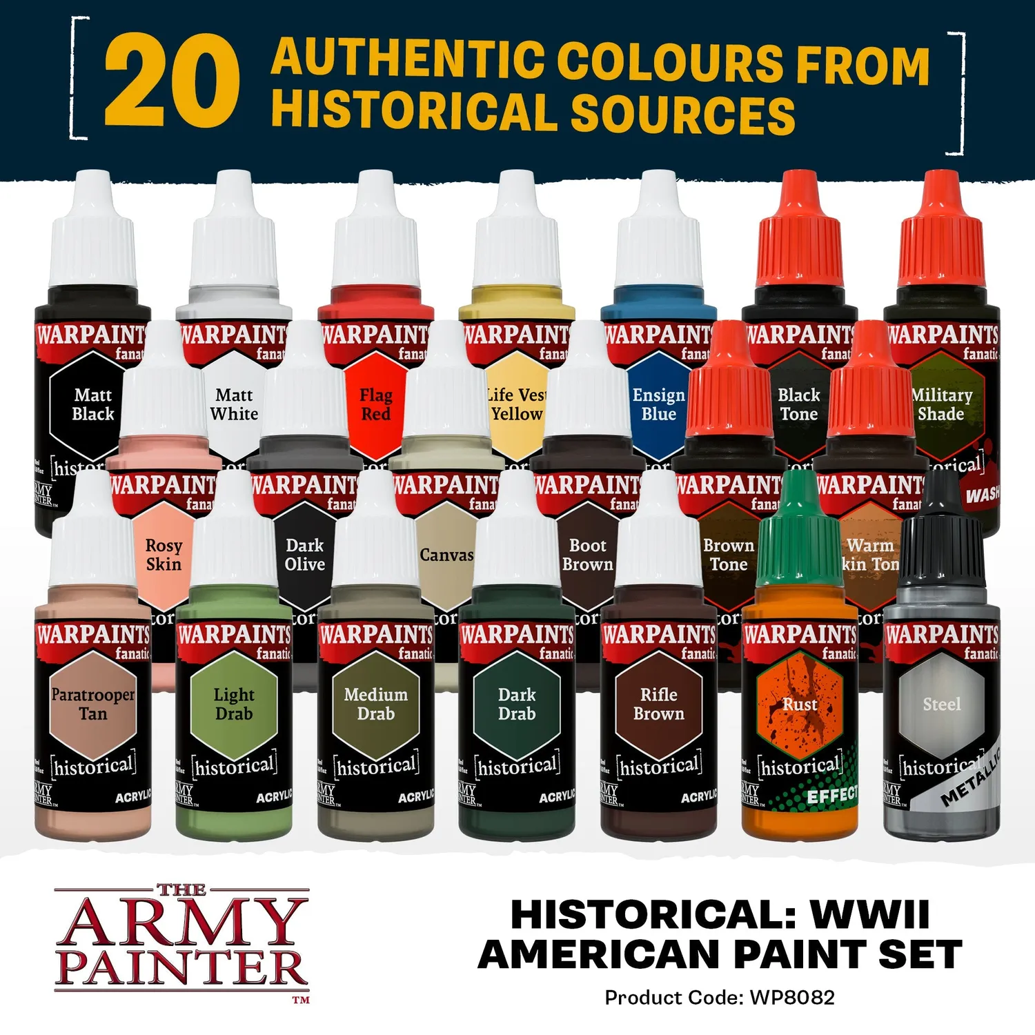 Bolt Action Warpaints Fanatic World War II American set peinture 20x18ml