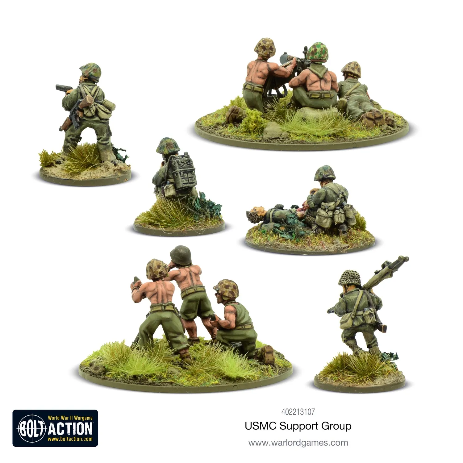 Bolt Action USMC Support Group figurines soutien