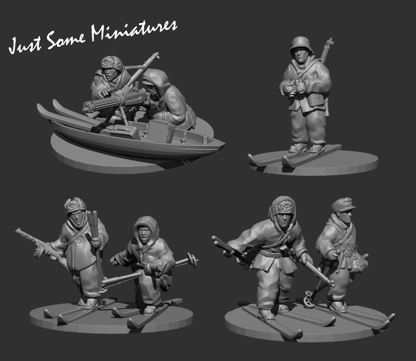 Des Tranchées aux Barricades Jäger finlandais à skis figurines résine 28mm