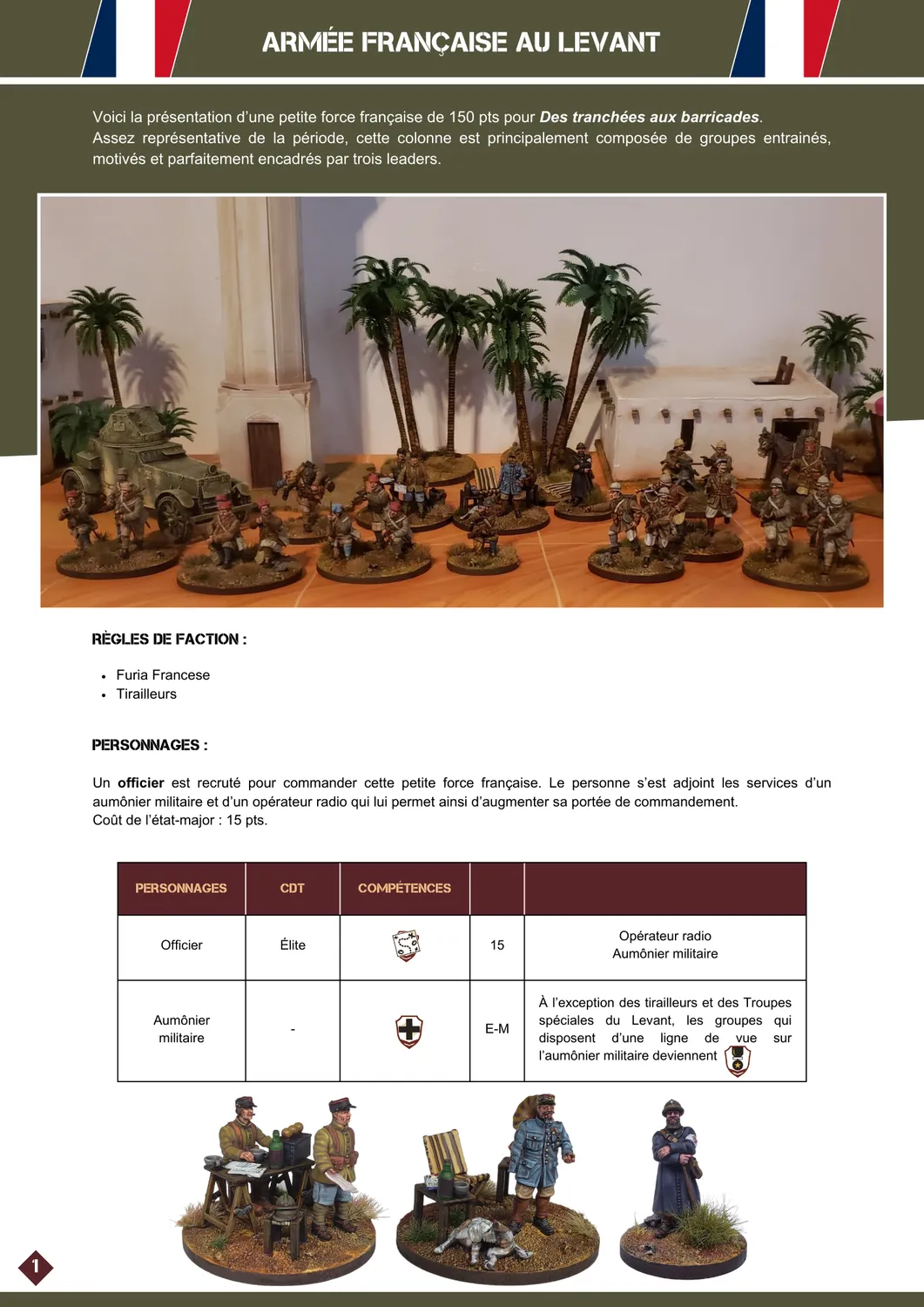 Des Tranchées aux Barricades France au Levant liste d'armée jeu