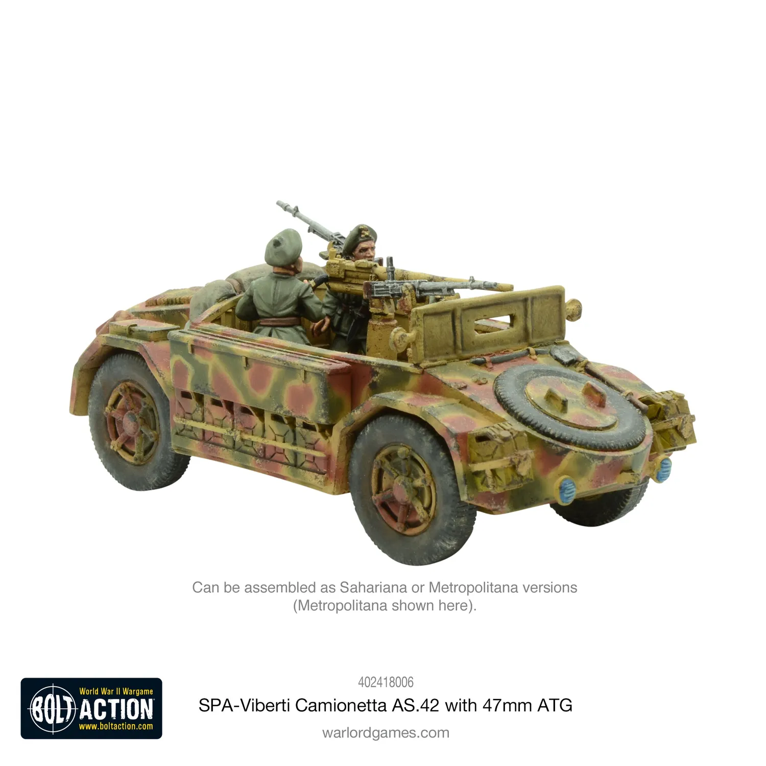 Bolt Action SPA-Viberti Camionetta AS.42 47mm véhicule résine