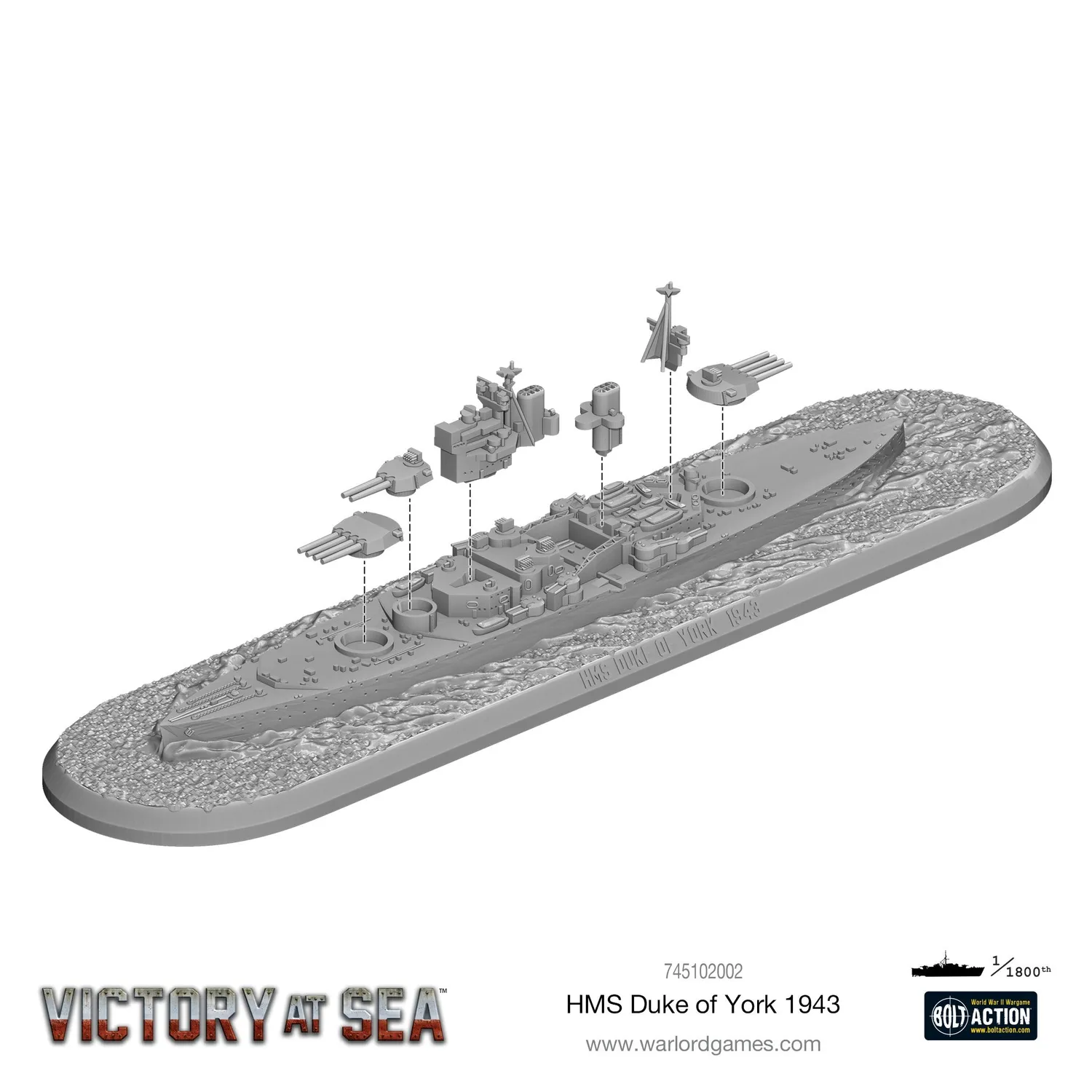 Bolt Action Victory at Sea HMS Duke of York cuirassé Royal Navy