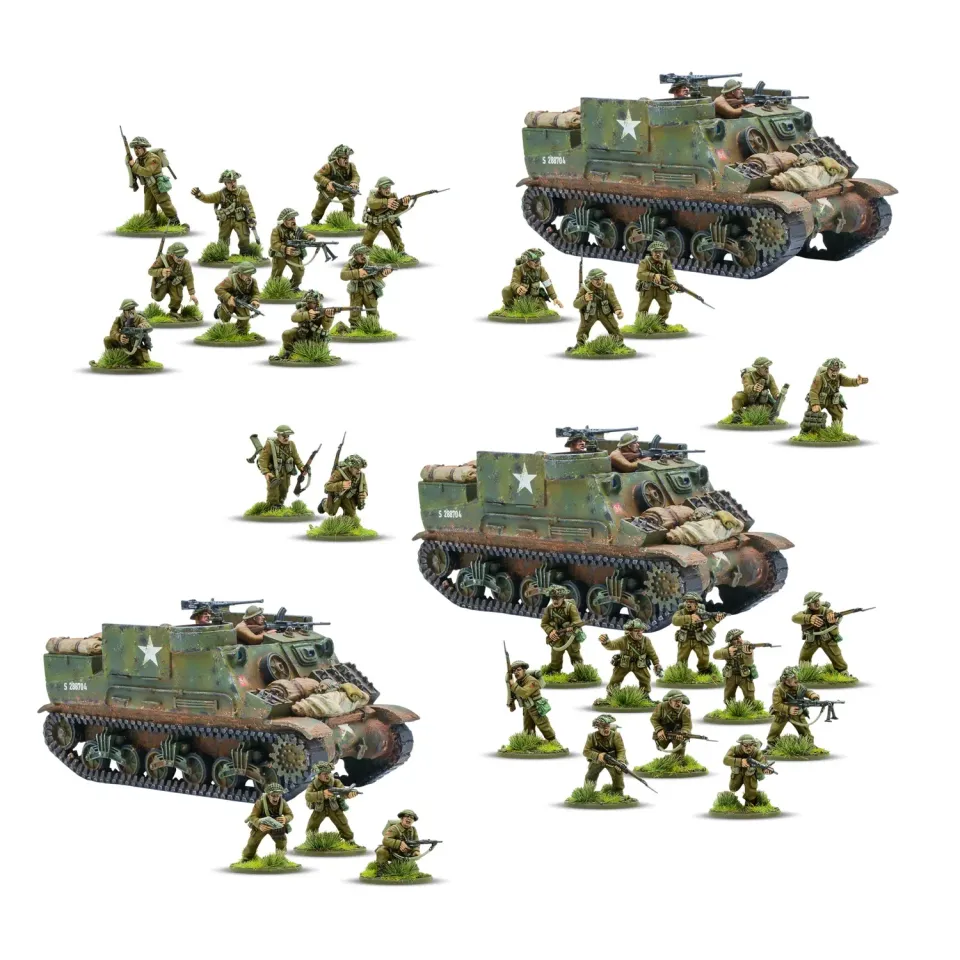 Bolt Action British & Canadian Recce Infantry Platoon figurines + Kangaroo