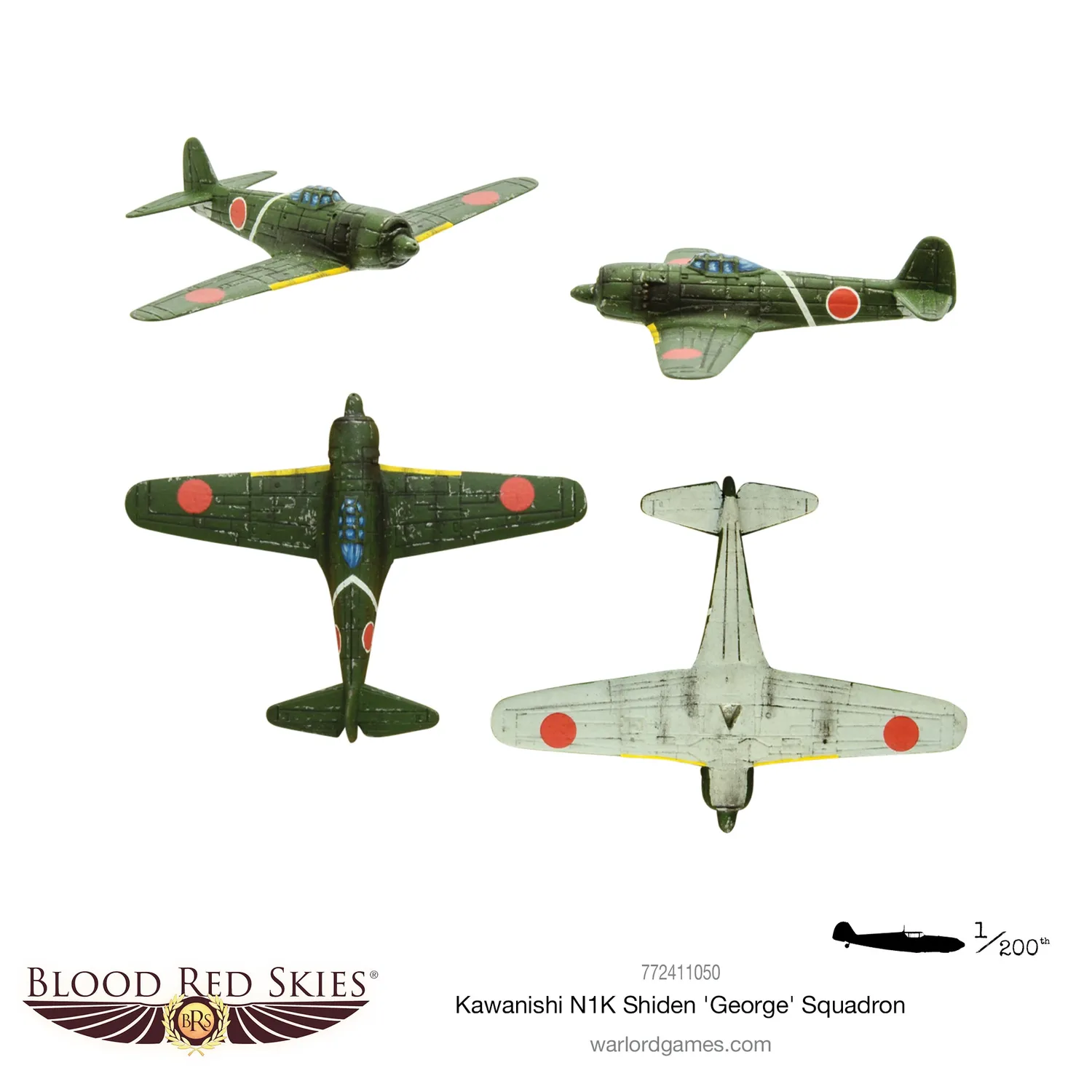 Blood Red Skies Kawanishi N1K2 Shiden-kai 'George' escadron 6 avions résine