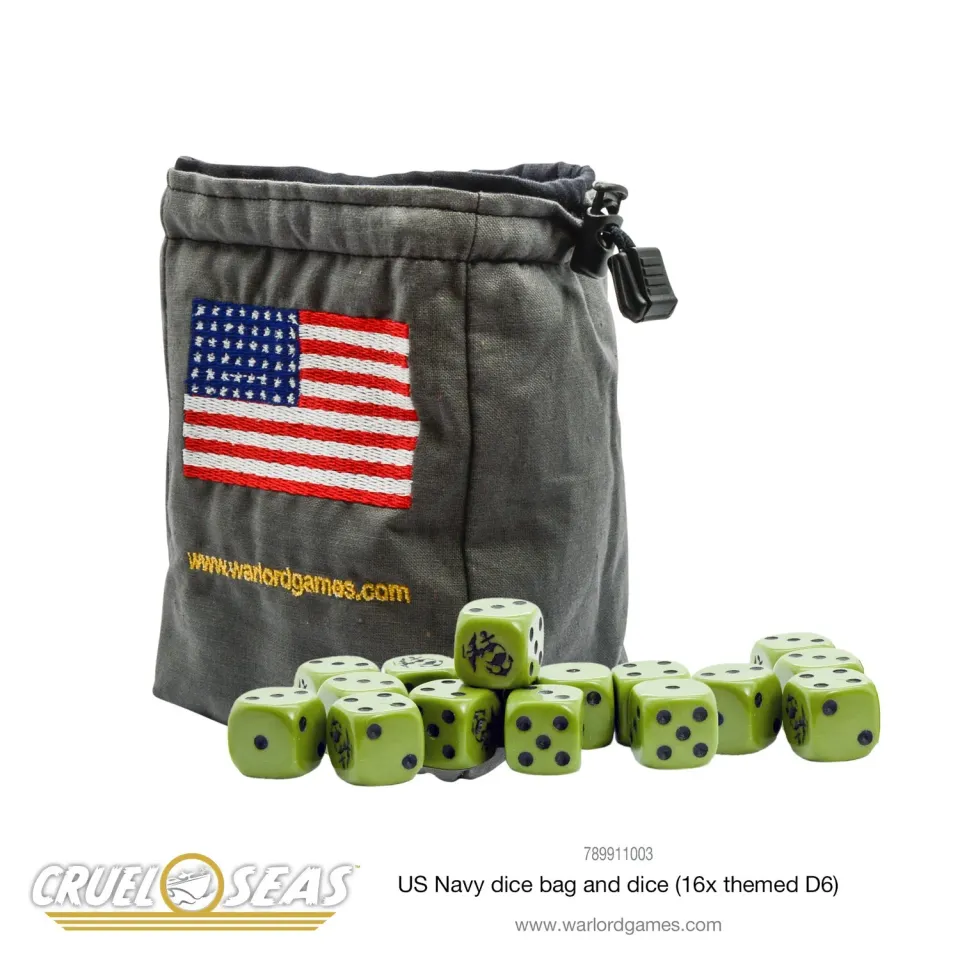 Cruel Seas US Navy sac à dés + 16 dés D6