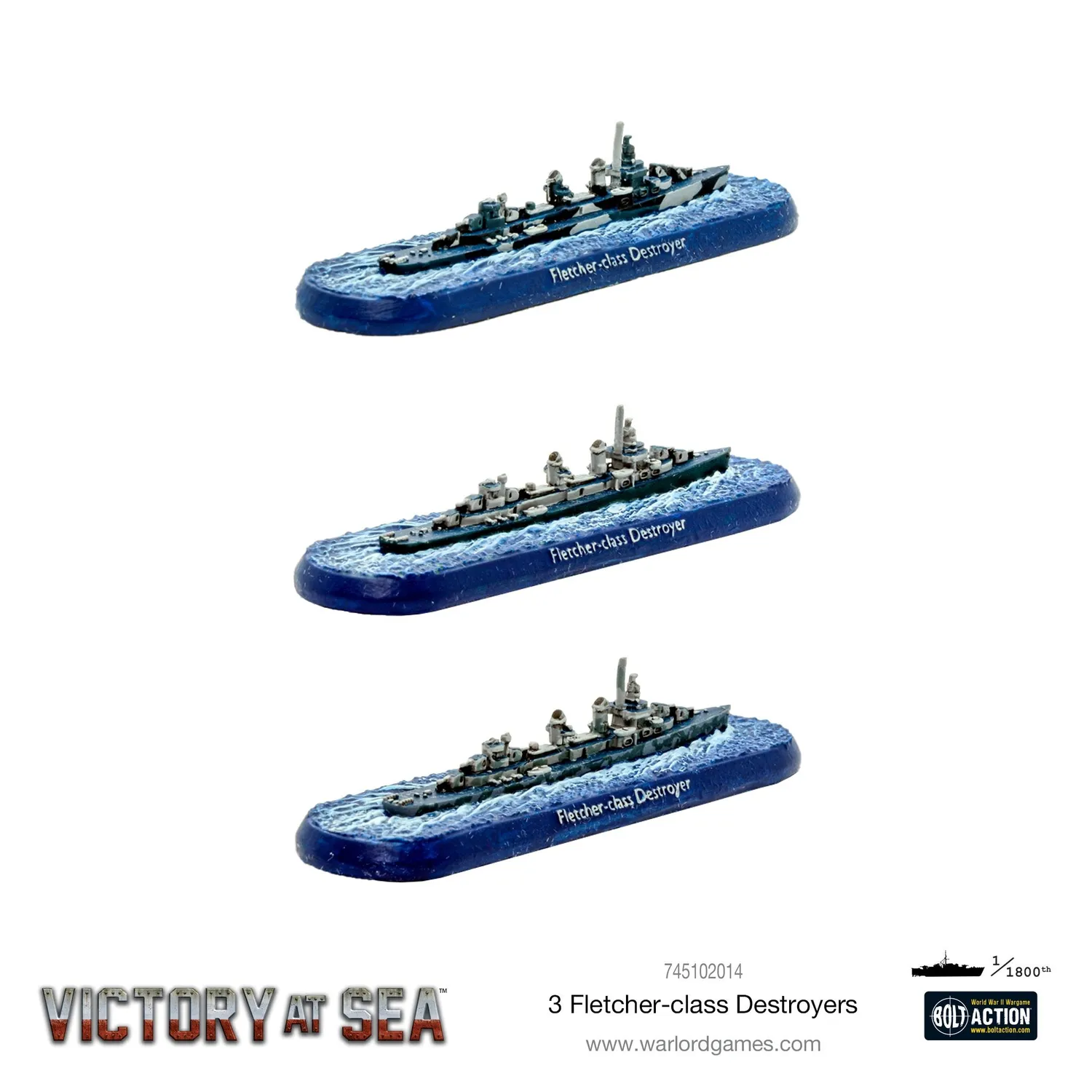 Bolt Action Victory at Sea Fletcher-class Destroyers destroyers US Navy résine