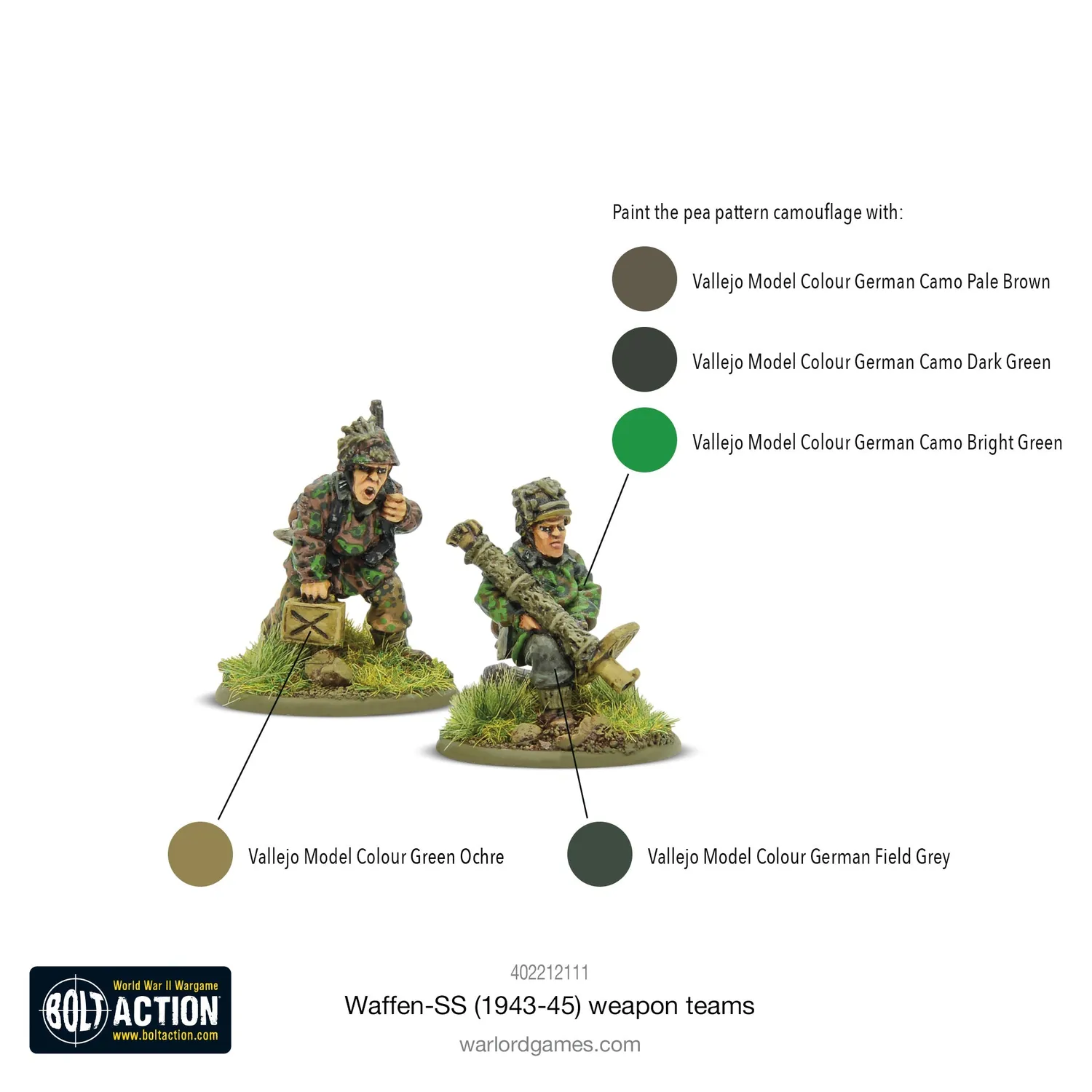Bolt Action Waffen-SS 1943-45 équipes armes boîte résine