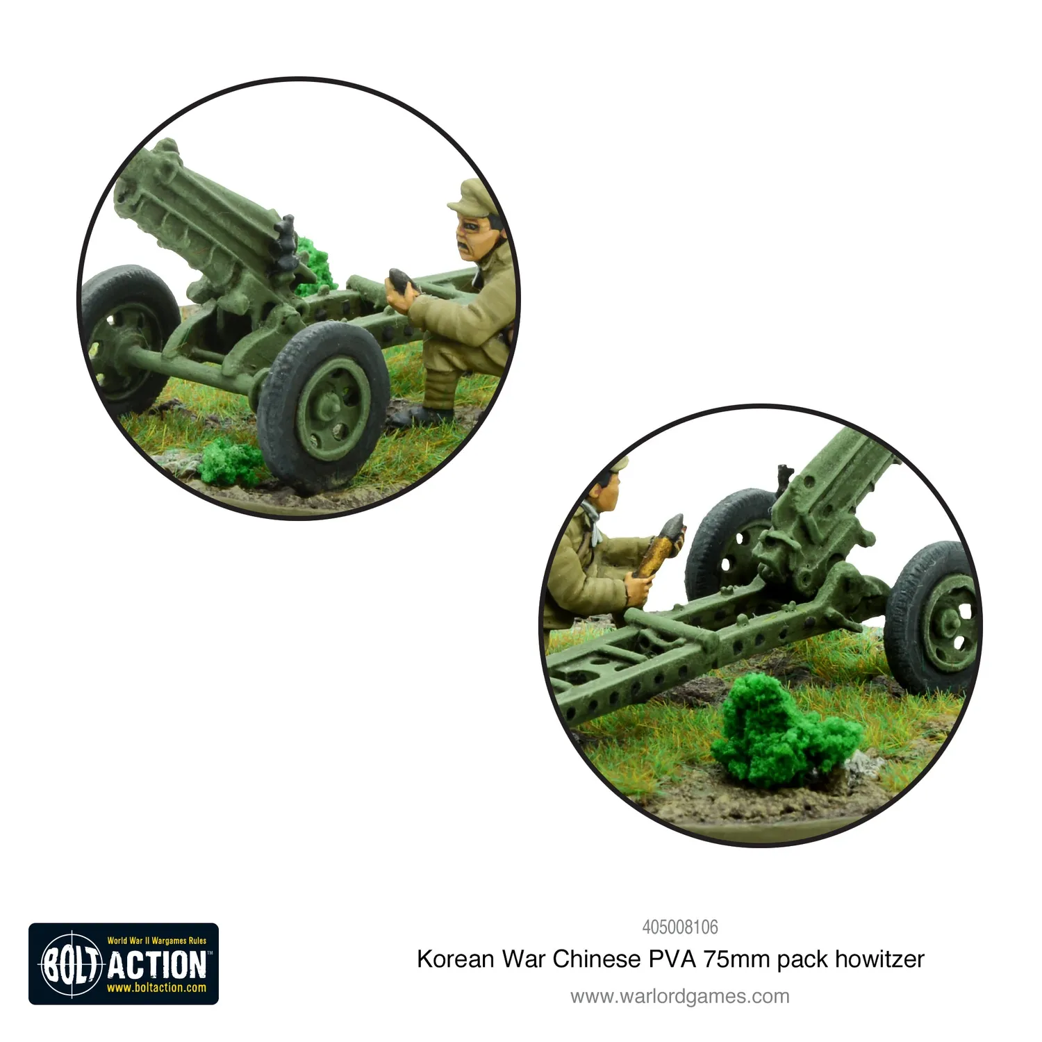 Bolt Action Corée PVA chinois obusier 75mm canon métal