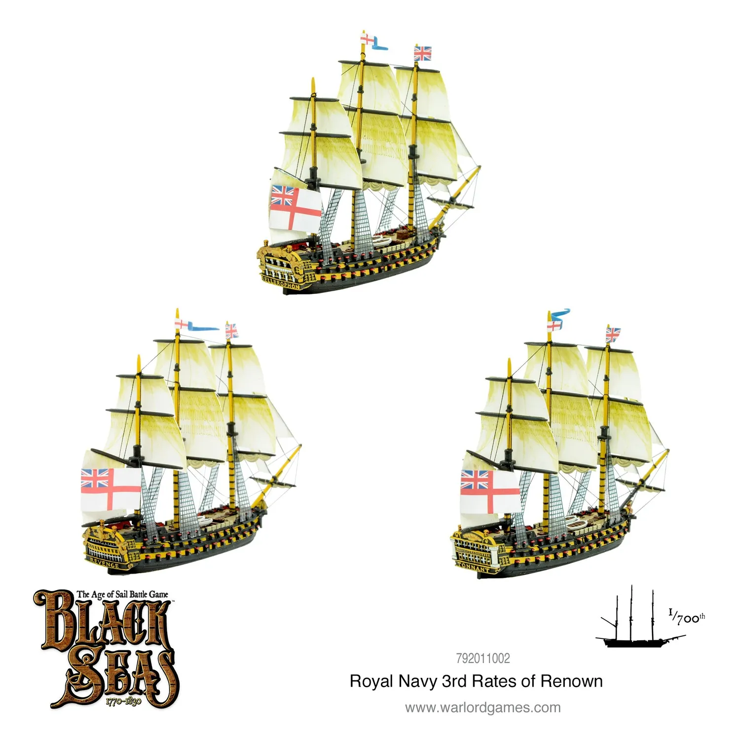 Black Seas Royal Navy 3rd Rates of Renown navires 74 canons métal plastique