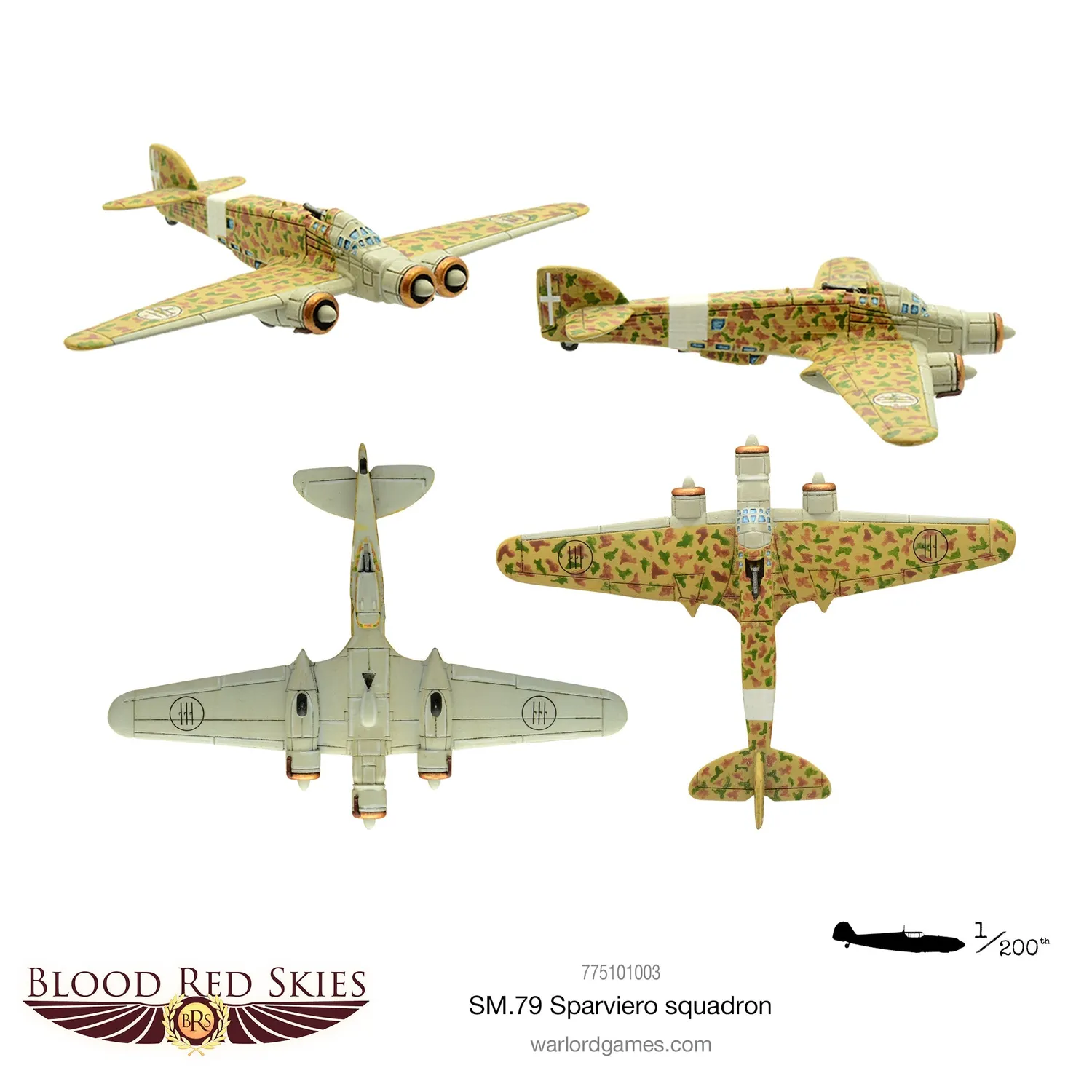 Bolt Action Blood Red Skies SM.79 Sparviero Squadron coffret 3 avions