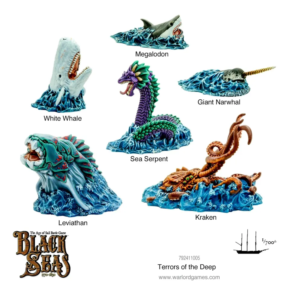 Black Seas Terrors of the Deep figurines monstres marins en résine six modèles