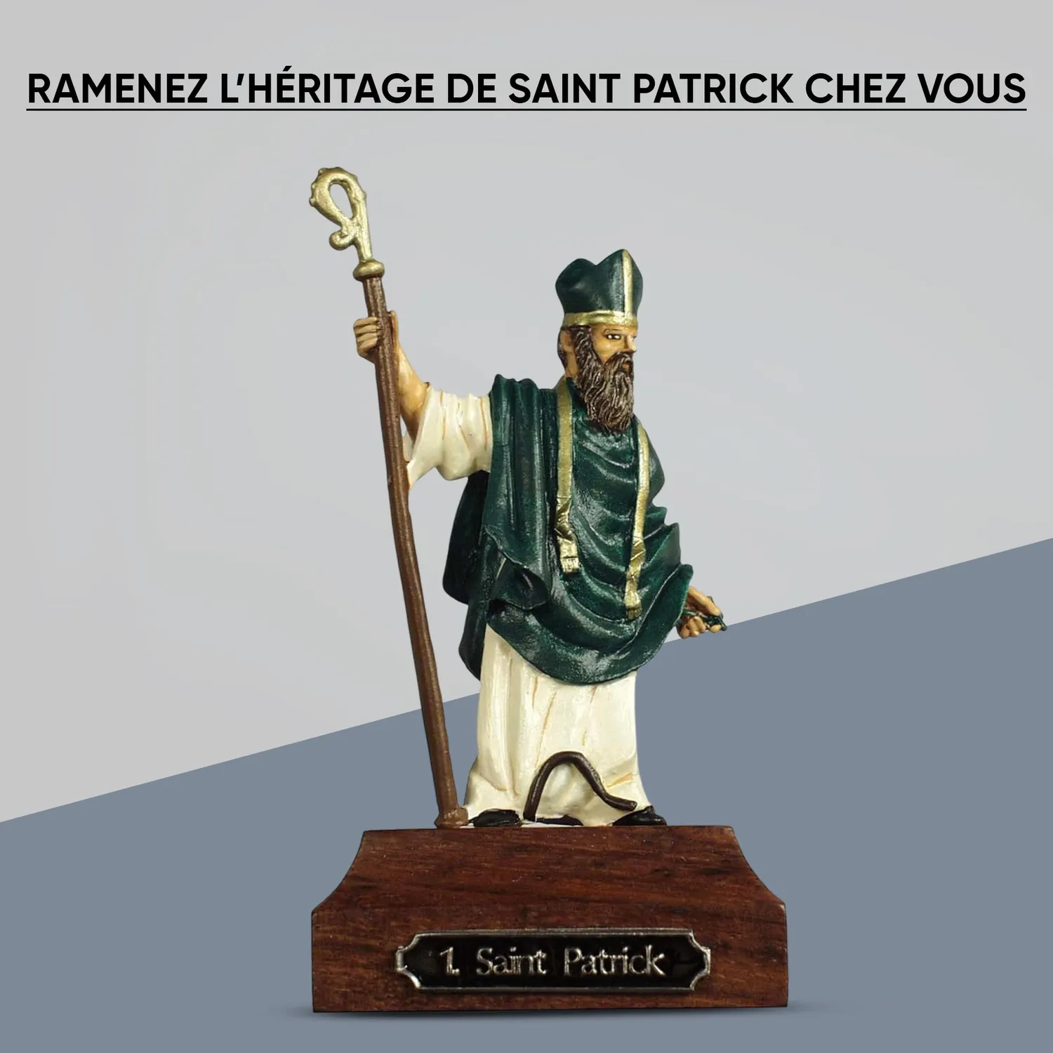 Prince August IHP01 Saint Patrick statue figurine métal 54 mm peinte à la main