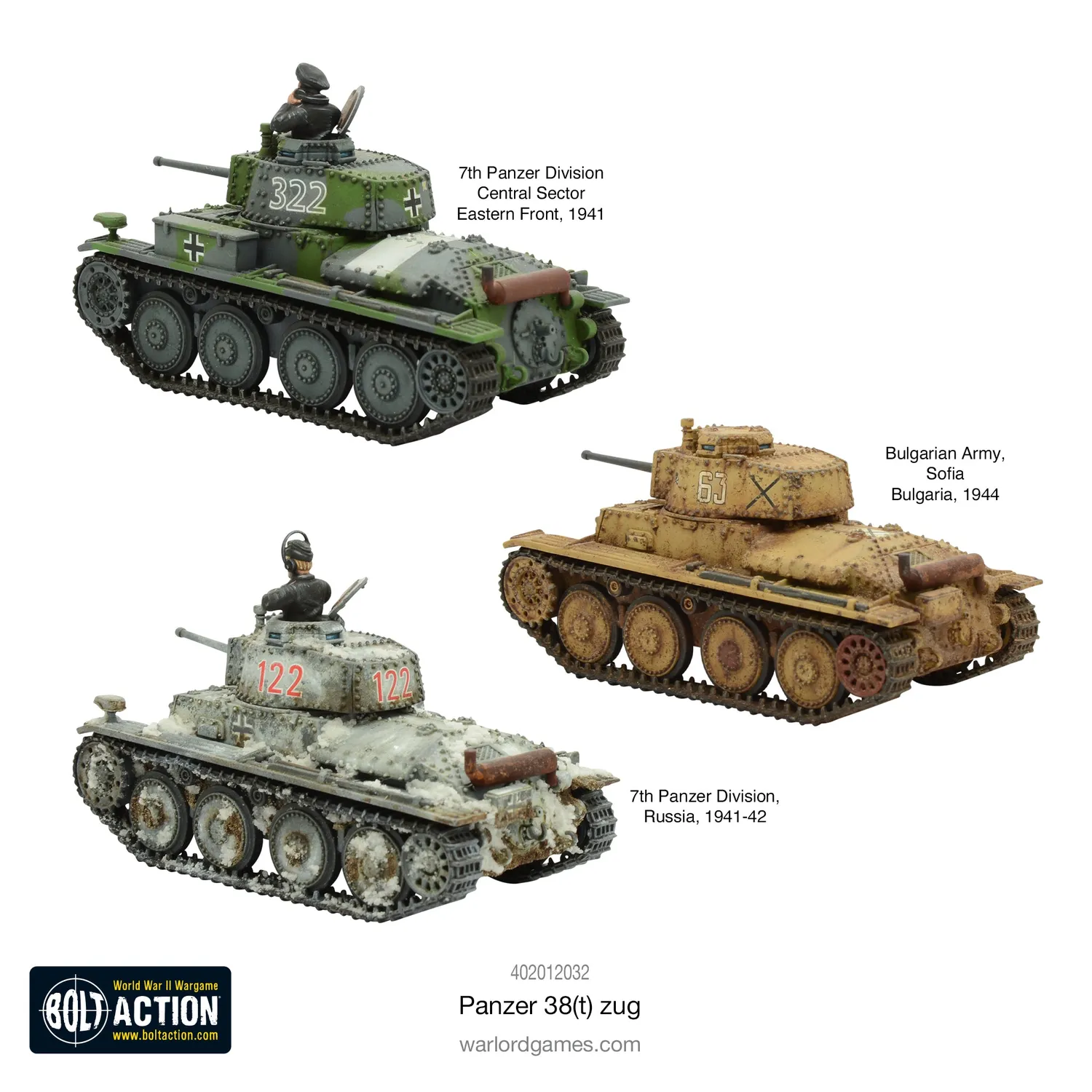 Bolt Action Panzer 38(t) Zug peloton de chars plastique