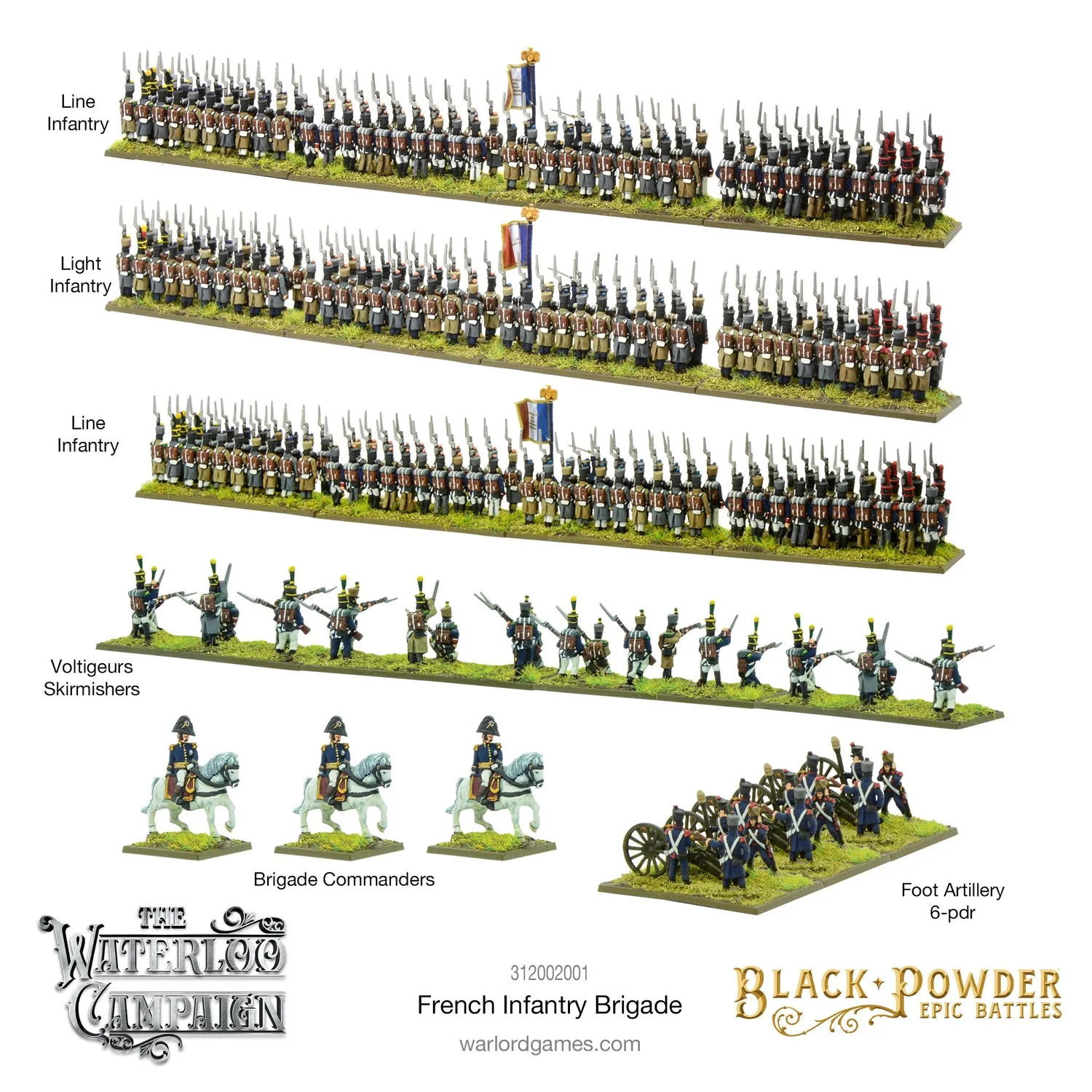 Black Powder Epic Battles Waterloo Brigade Française figurines